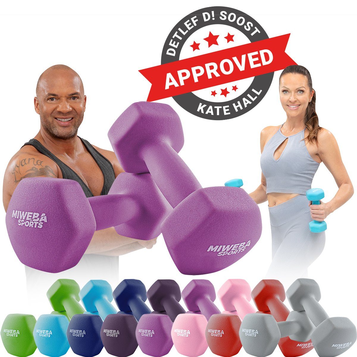 Miweba Sports Kurzhantel - Hantel 8 - Fitness - - Set kg 10 bodenschonend Aerobic - (Anti-Rutsch-Oberfläche Pink - - 9 0,5 6 1 - - - NKH100 - Hexagon-Form kg), Workout, Muskelaufbau 4 Sport - 3 Krafttraining - - Gewichte - - Gymnastikhanteln - kg kg kg kg Farben - Training Fitnesshanteln - Gewichtsklassen, kg kg 8 5 Neopren 2 kg Kurzhantel