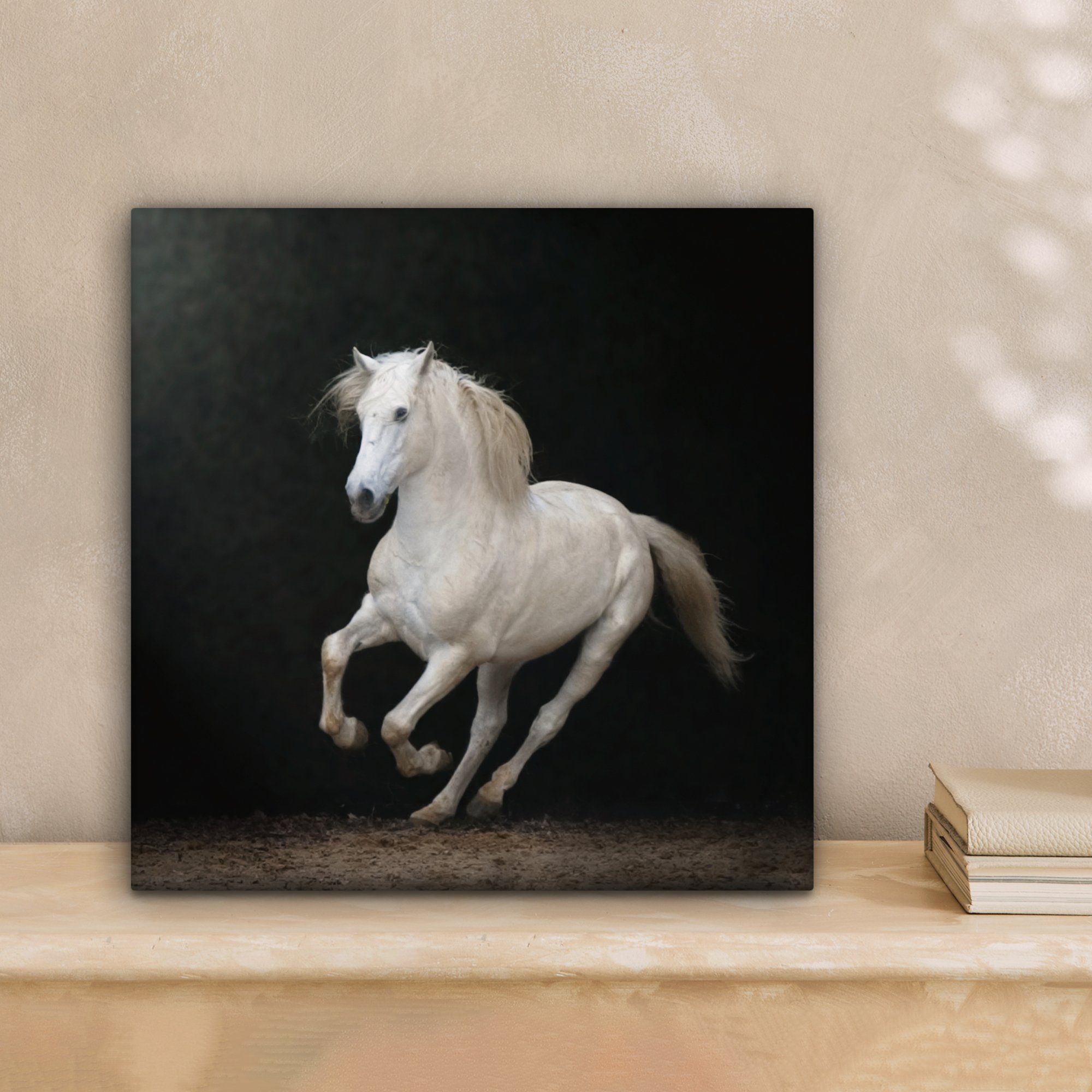 OneMillionCanvasses® Leinwandbild Pferde Schlafzimmer, für Porträt, Wohnzimmer - (1 St), Schwarz cm 20x20 - Bilder Leinwand