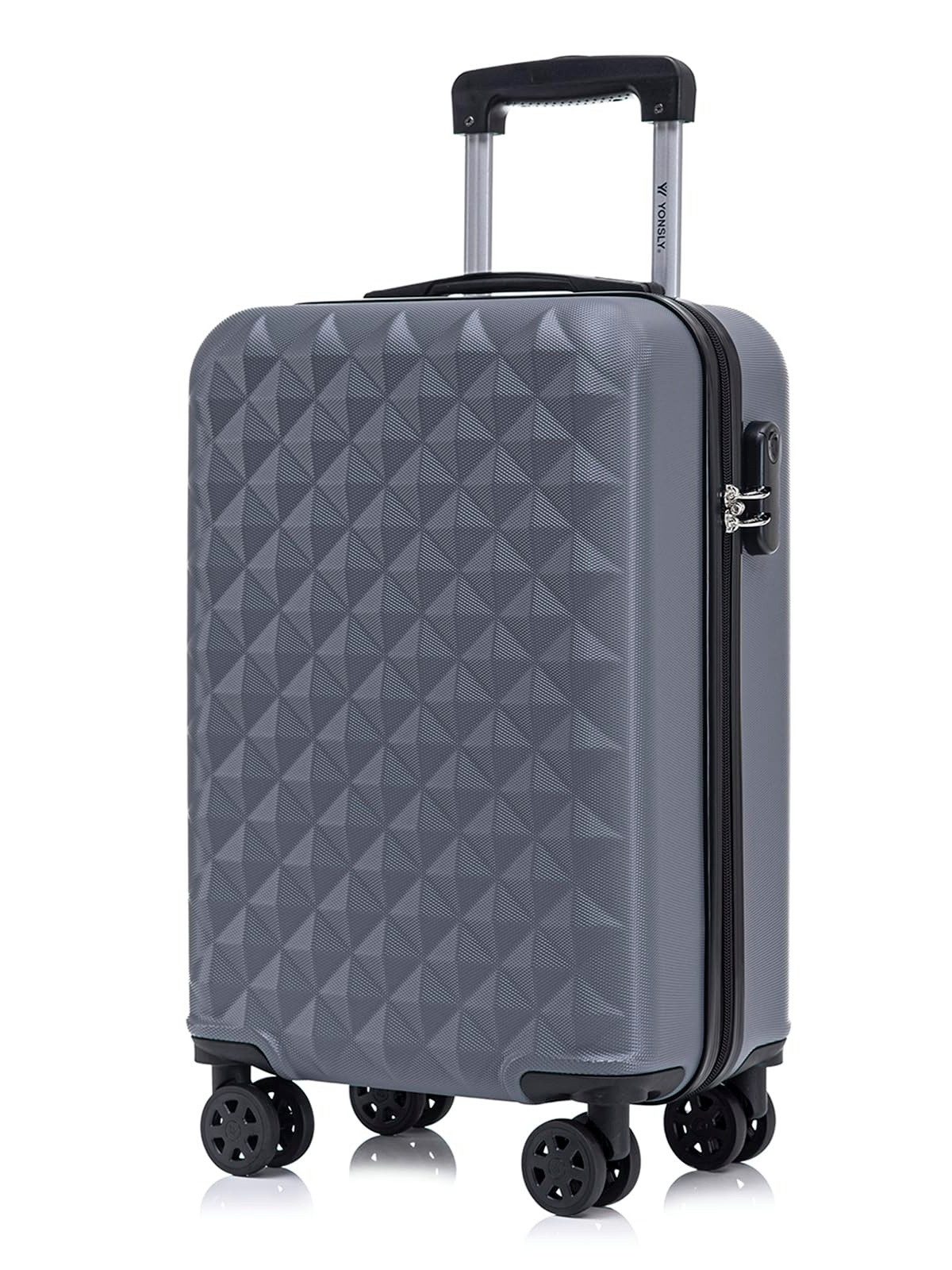 YONSLY Hartschalen-Trolley Reisekoffer Trolley Hartschalenkoffer Rollkoffer mit 4 Rollen, 4 Rollen, ABS und Aluminium, Zahlenschloss, 360°-Doppelrollen, Gummigriff