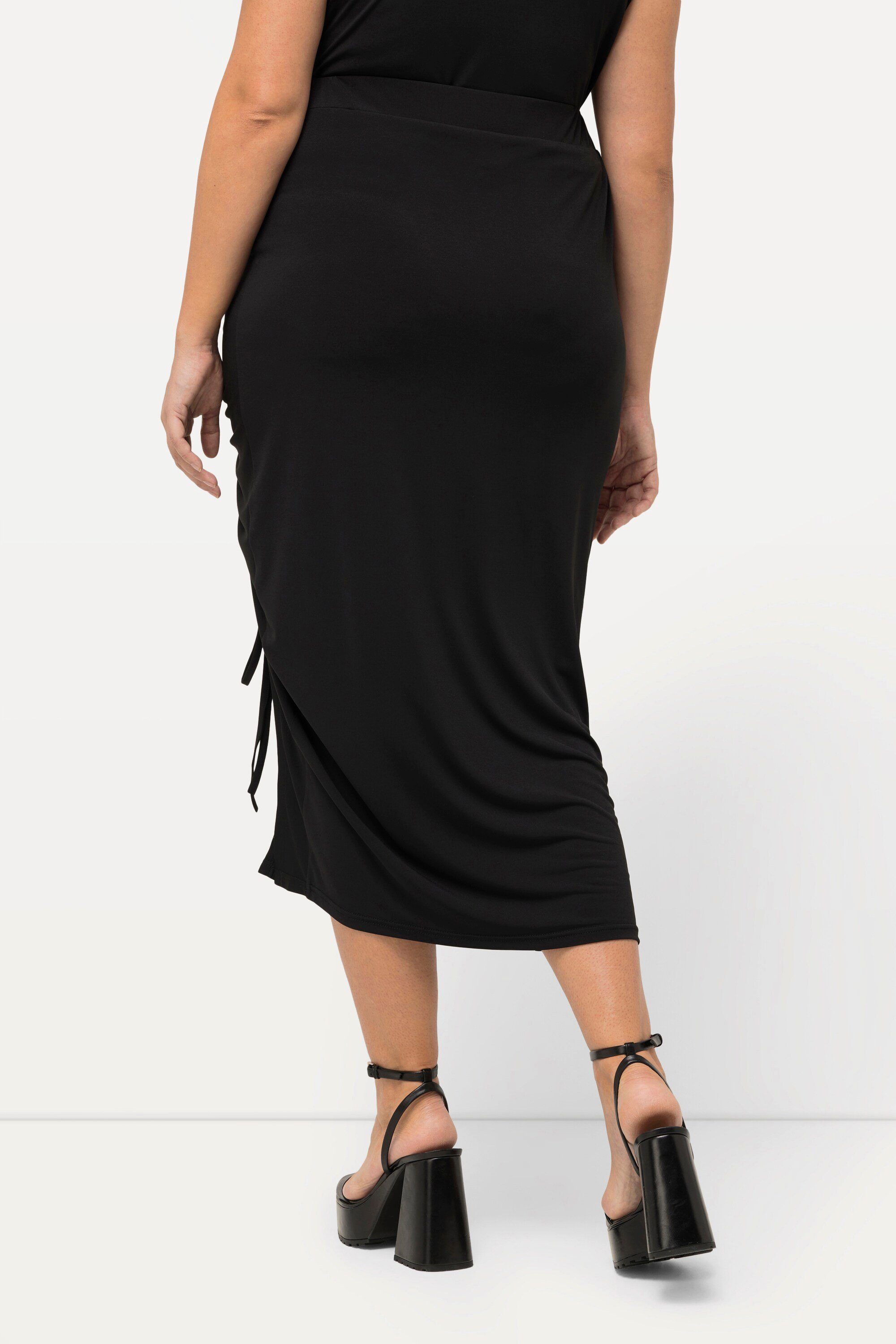 Ulla Popken Jerseyrock Midirock Schlitz Raffung Slim Elastikbund – Bild 3 von 4