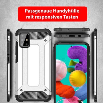 FITSU Handyhülle Outdoor Hülle für Samsung Galaxy A51 Silber 6,5 Zoll, Robuste Handyhülle Outdoor Case stabile Schutzhülle mit Eckenschutz