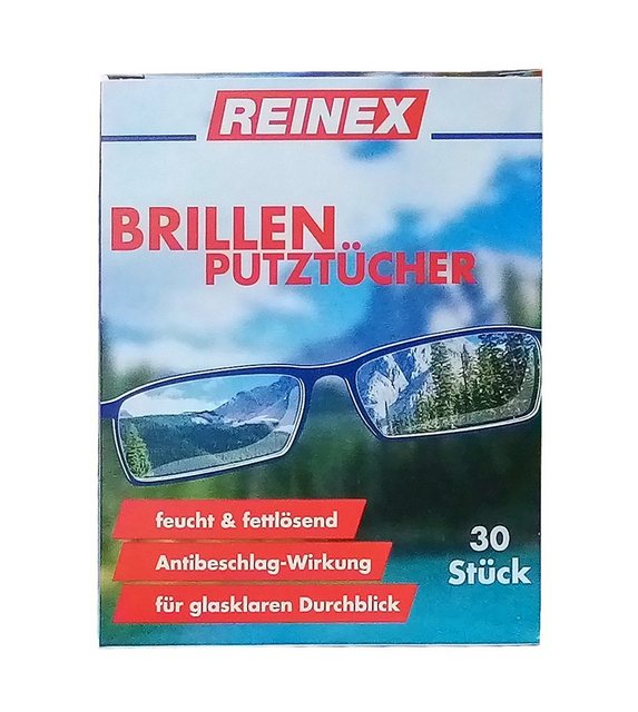 Reinex 30x BRILLEN PUTZTÜCHER Brillenputztücher Brillentuch 86 Reinigungstücher (30-tlg., Reinigung Putz Tücher)