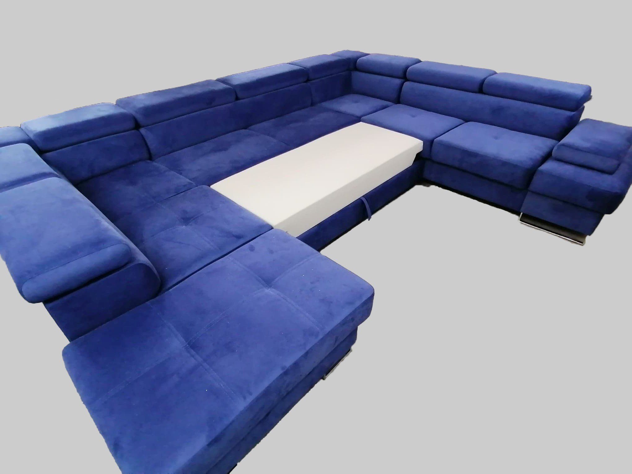 Möbel für Dich und 2 Max1 verstellbare verstellbare neun Schlaffunktion, Farbauswahl, mit Bettkästen, XXL Galaxy Armlehne Kopfstützen, Wohnlandschaft U-Form, in Stoff
