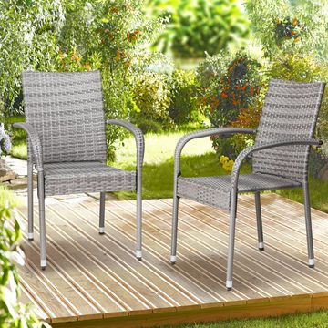 Casaria Gartenstuhl Comfort (4 St), Polyrattan Stapelbar Höhenverstellbar 160kg Belastbarkeit Balkon