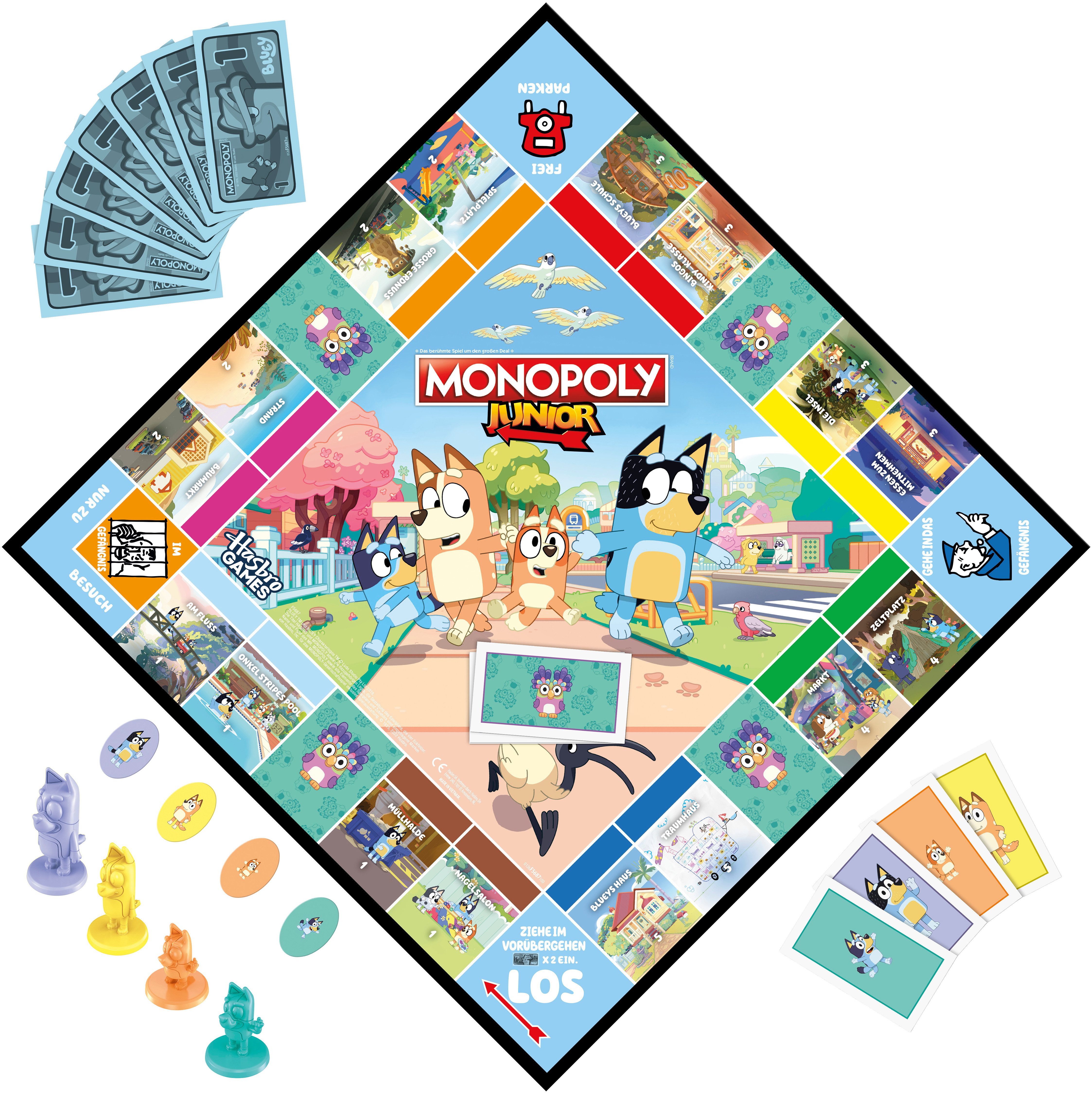 Hasbro Spiel Monopoly Junior: Bluey Edition, Kinderspiel