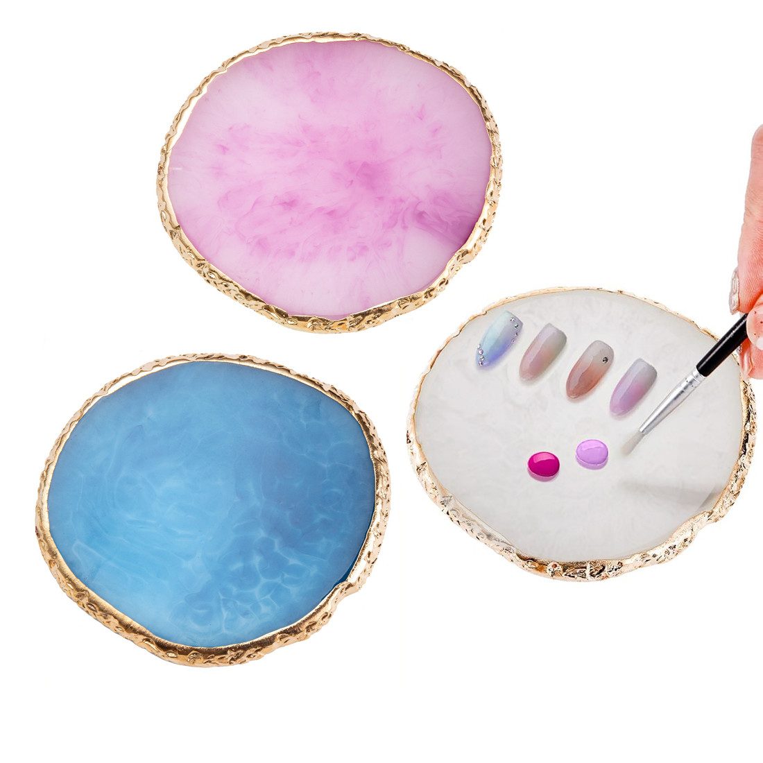 DEBAIJIA Nageldesign Zubehör 3-teilige Harz Kunst Palette Nagellackpalette Make-up Mix Palette