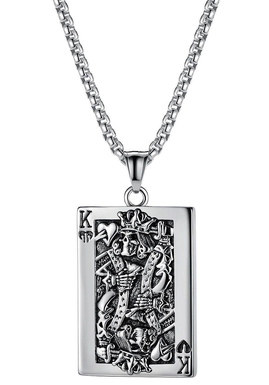 Kette mit Anhänger Schmuck Geschenk Poker Skull