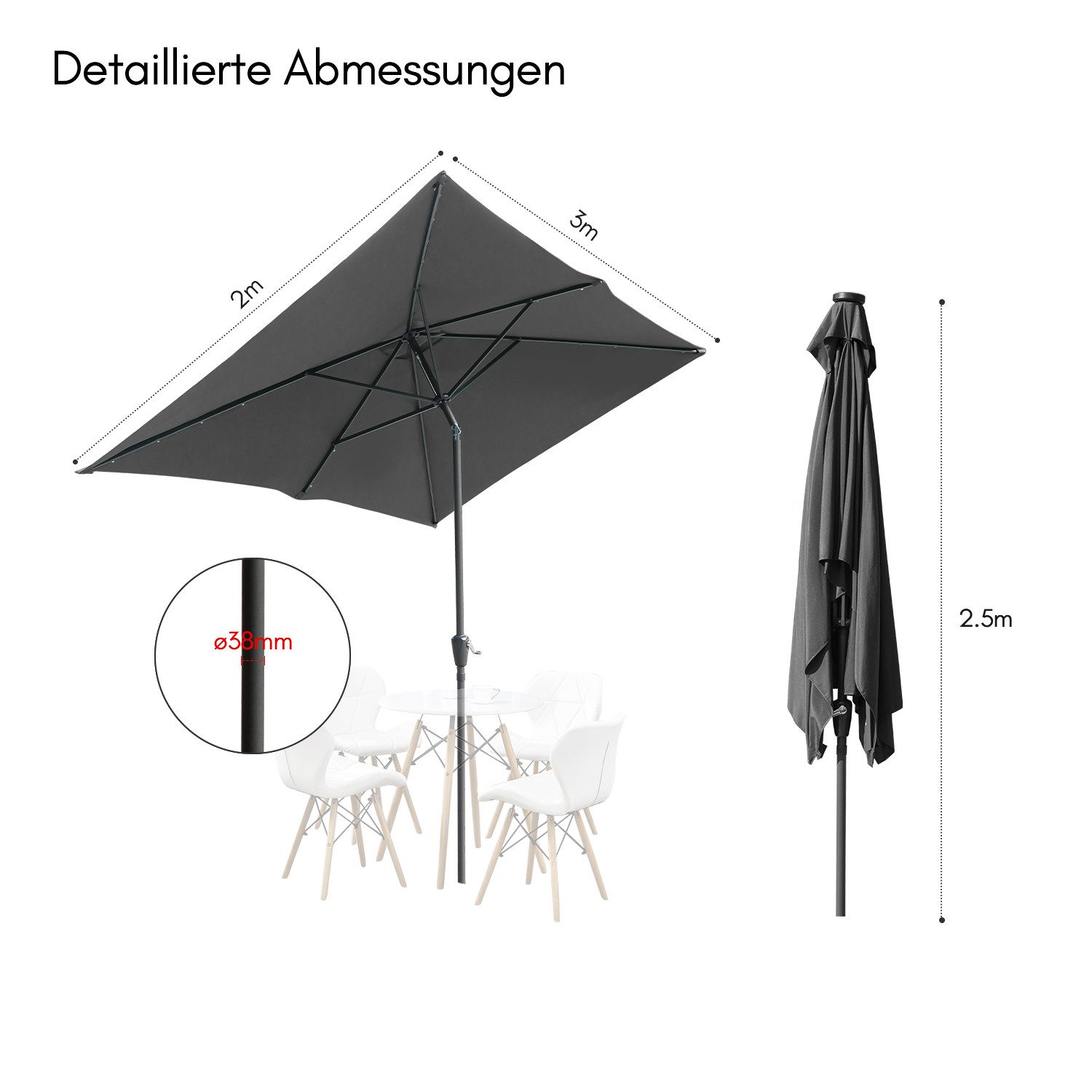 Clanmacy Sonnenschirm Sonnenschirm Rechteckig,Kurbel,Knickbar,Eisen,neigbar günstig online kaufen
