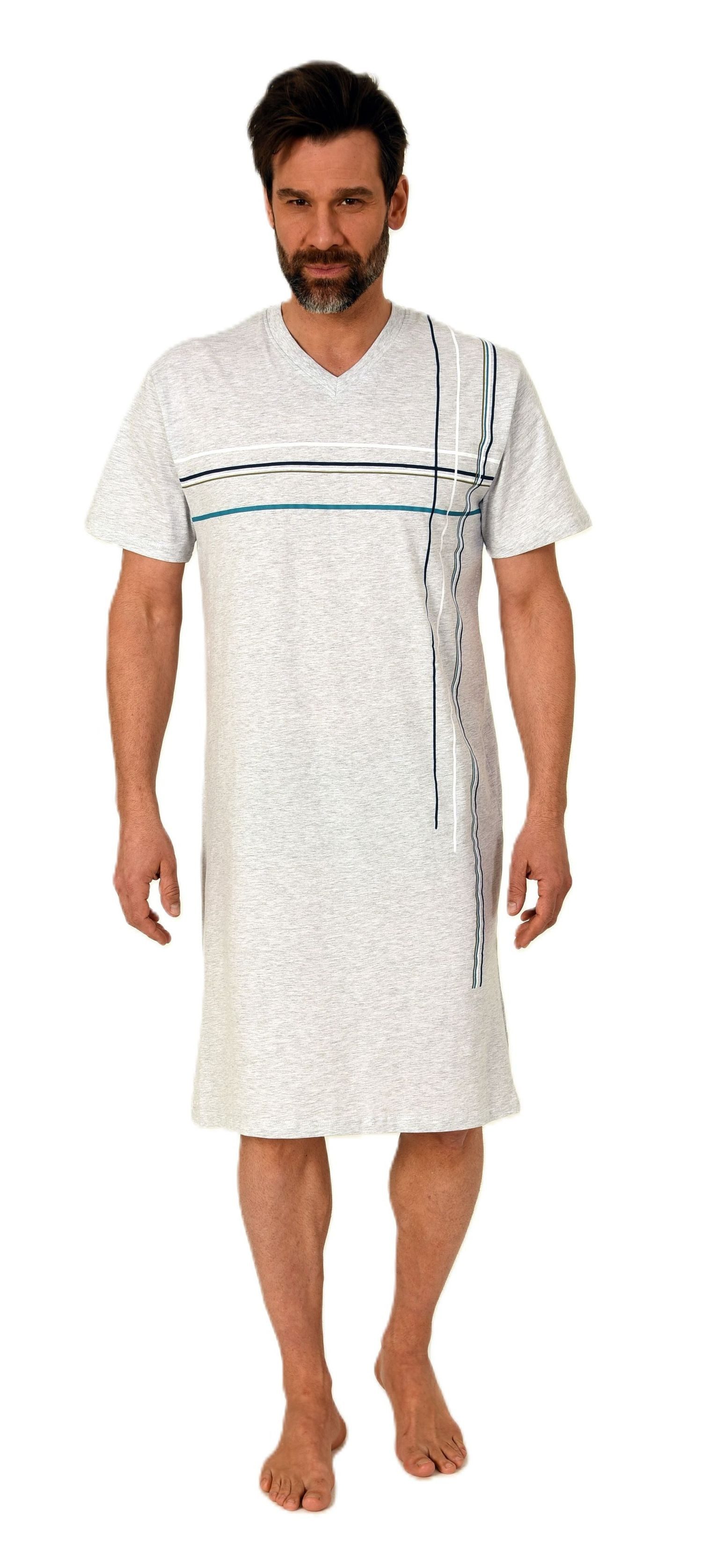 Normann Pyjama Normann Herren kurzarm Nachthemd mit eleganten Frontprint