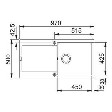FRANKE Granitspüle Franke Maris MRG 611-100 + Onyx Excenterbetätigung (Druckknopf), 97/50 cm