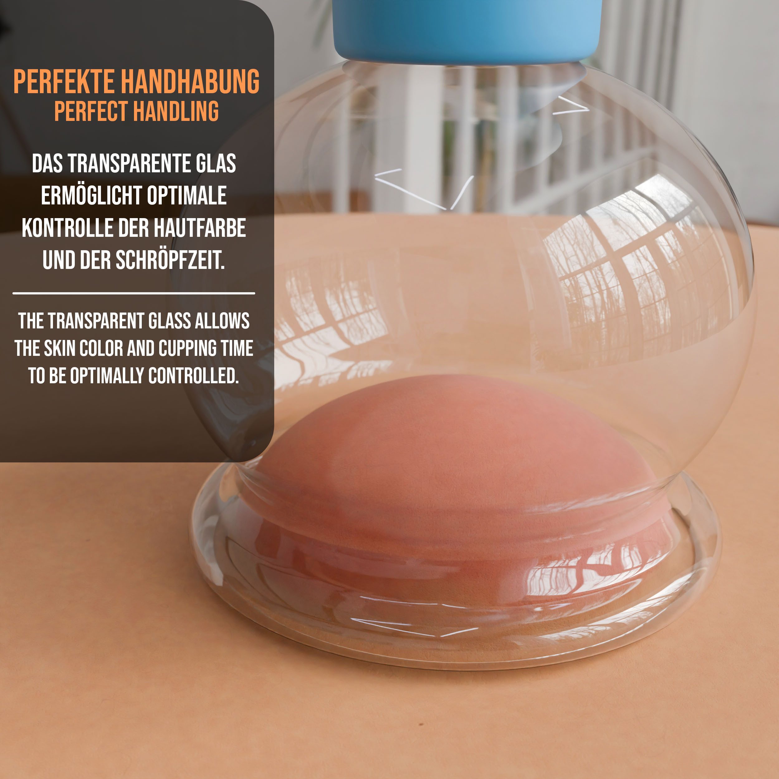 pulox Vakuum-Massager Schröpfgläser Set aus Echtglas 3 Stück klein Blau – Bild 4 von 5