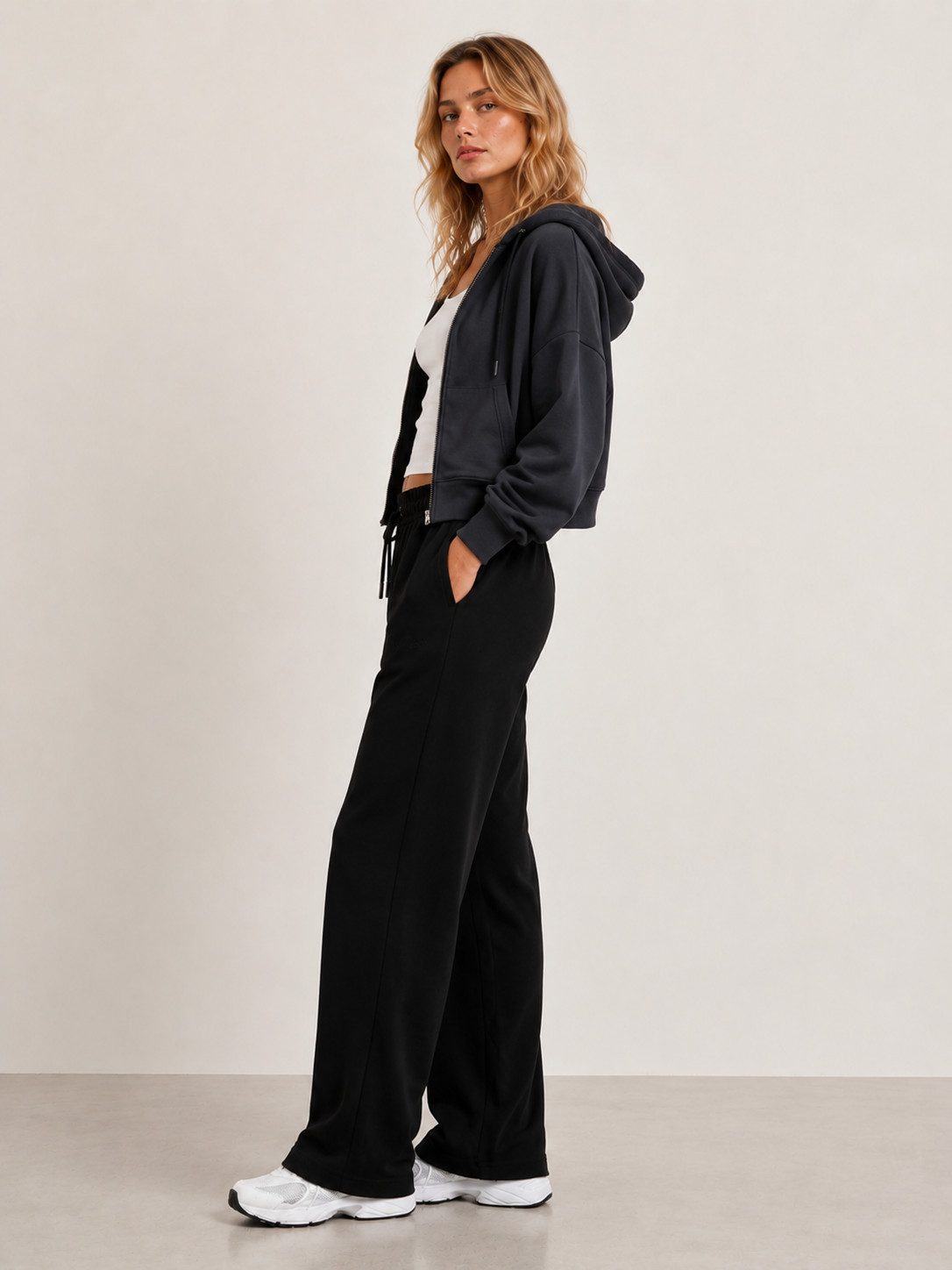 S&S Jogginghose Damen Sweathose Baumwolle Freizeit Sommer Hosen (Packung, 1-tlg., jogginghose für damen) mit High Waist & modernem Wide Leg Schnitt