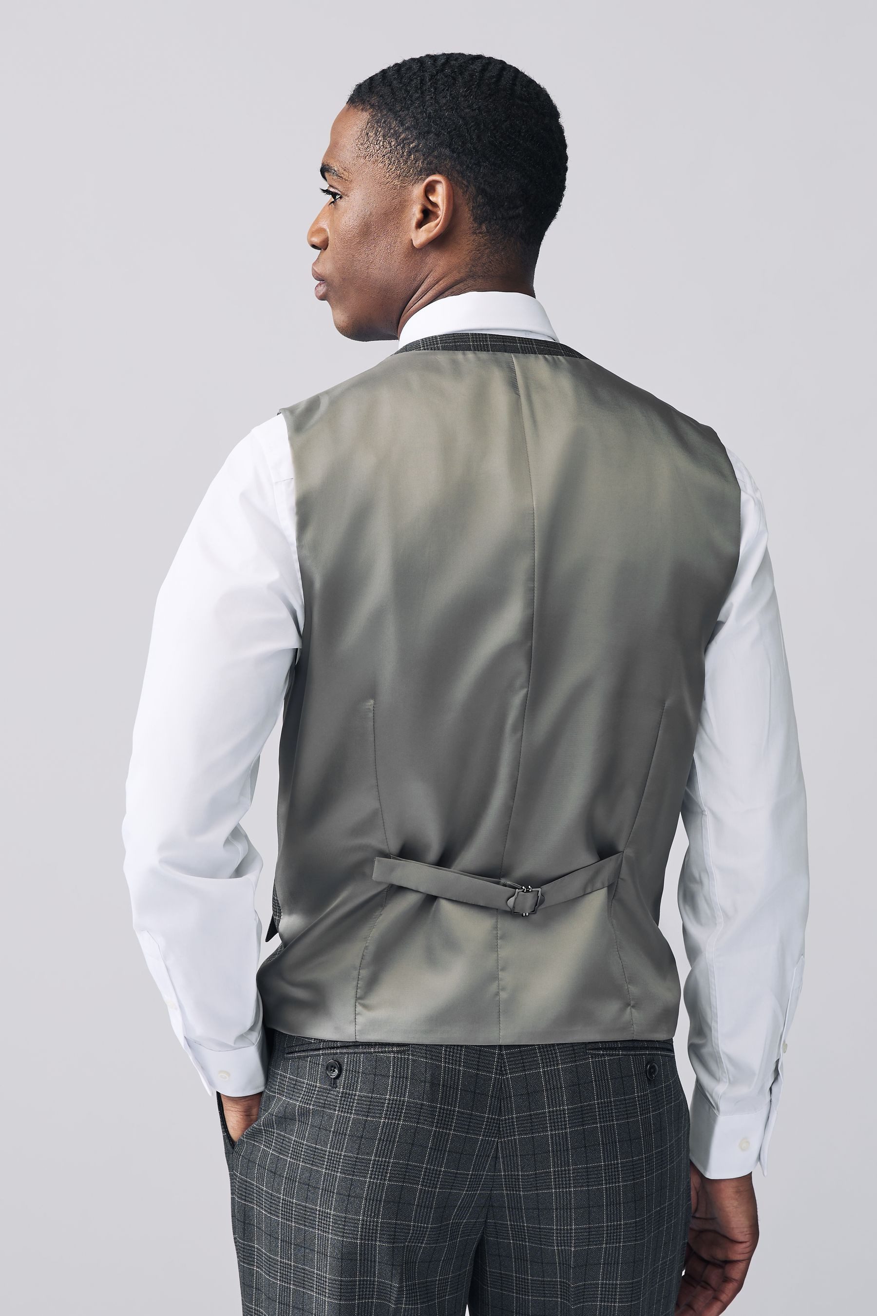 Next Anzugweste Paspelierter Anzug im Karomuster: Weste (1-tlg) günstig online kaufen