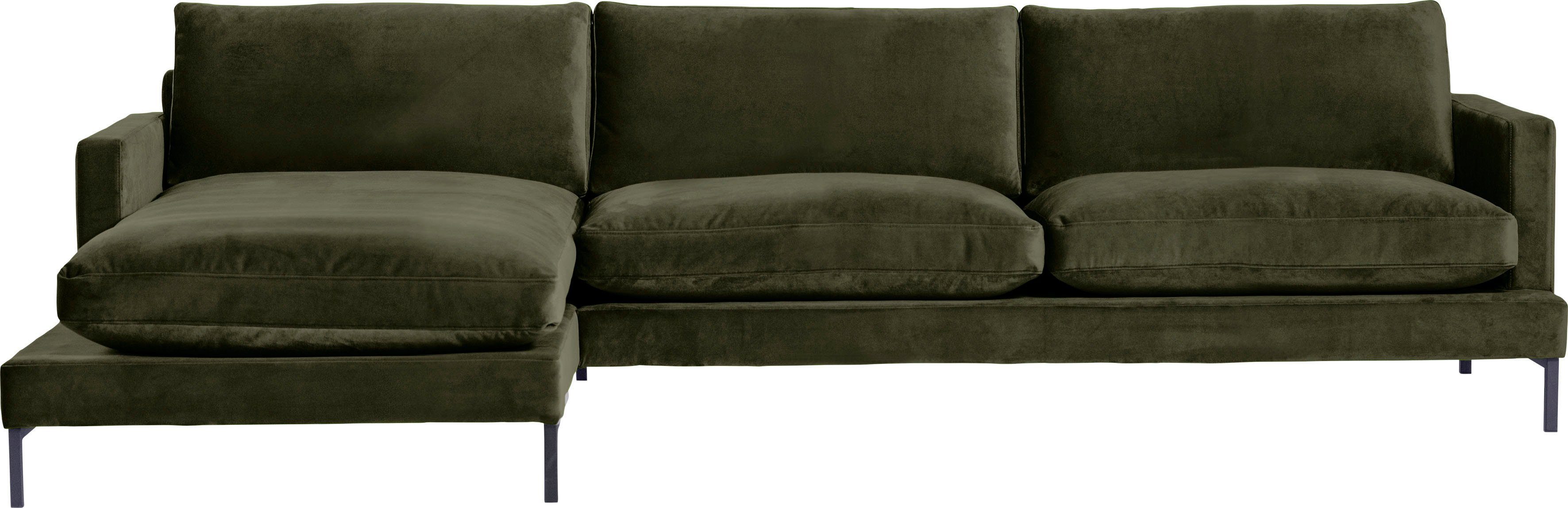 andas Ecksofa Welland, L-Form, mit schwarzen Metallfüßen, mit Federfüllung im Sitz- und Rückenkissen