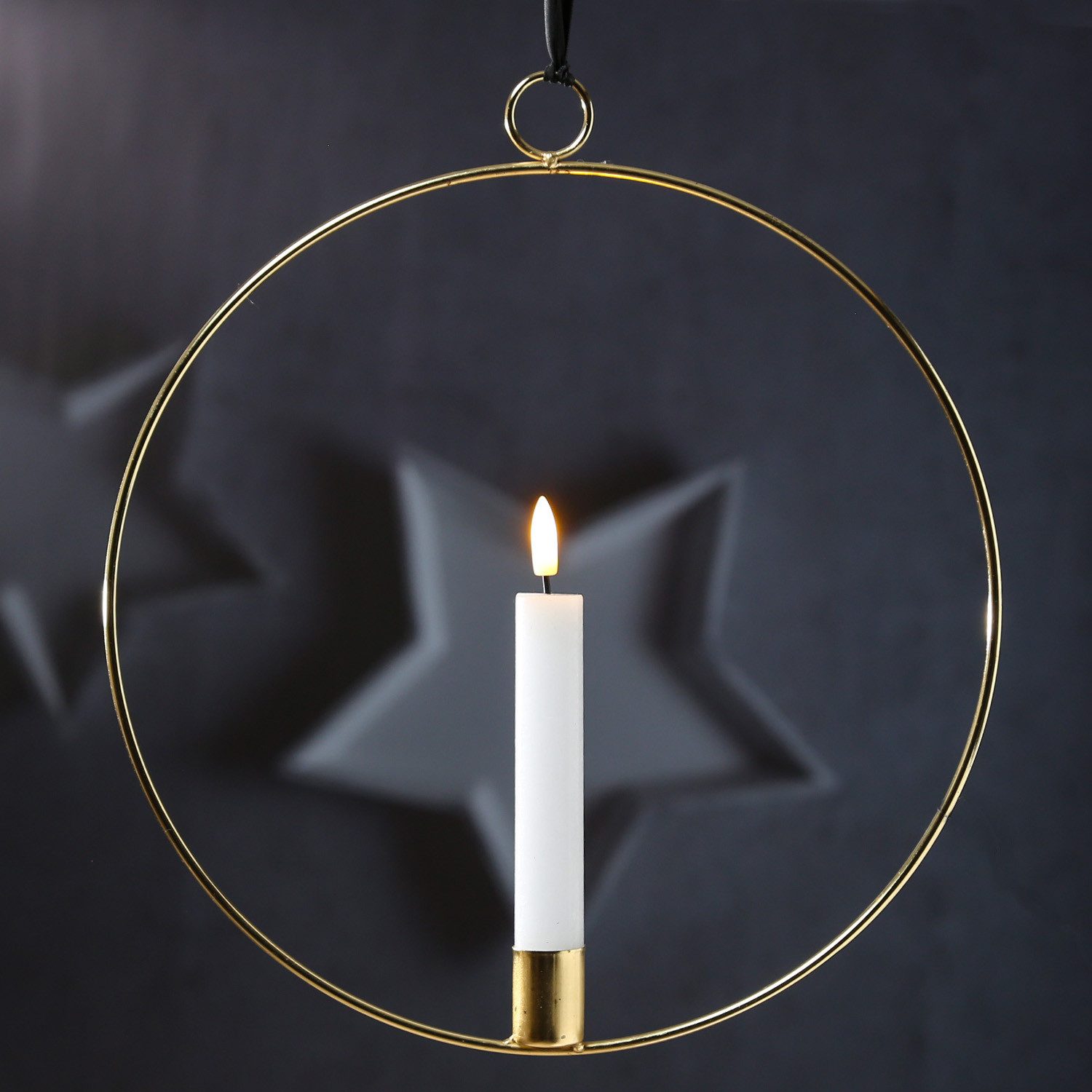 Adilina Hängeleuchte Dekoring mit LED Kerze Fensterdeko zum Hängen 28,5cm Timer Batterie, LED Classic, warmweiß (2100K bis 3000K)