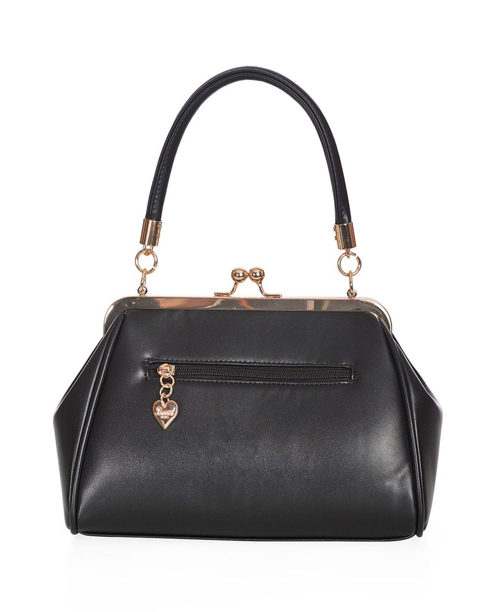 Banned Handtasche Daydream Schwarz, Vintage Retro Kunstleder Schleife Henkeltasche
