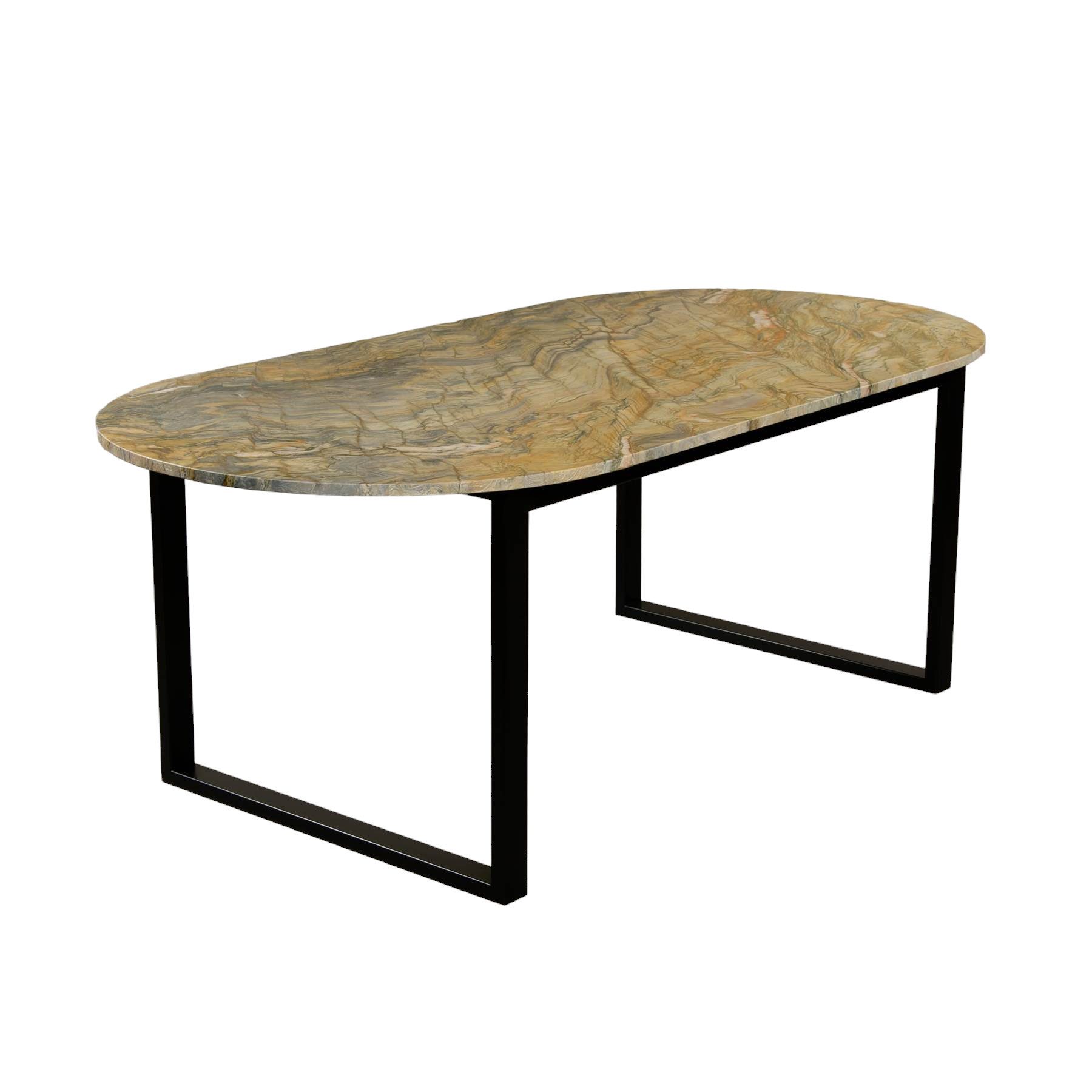 MAGNA Atelier Esstisch BERGEN OVAL aus ECHTEM MARMOR, ovaler Esstisch, Metallgestell, Exclusive Line, 200x100x75cm
