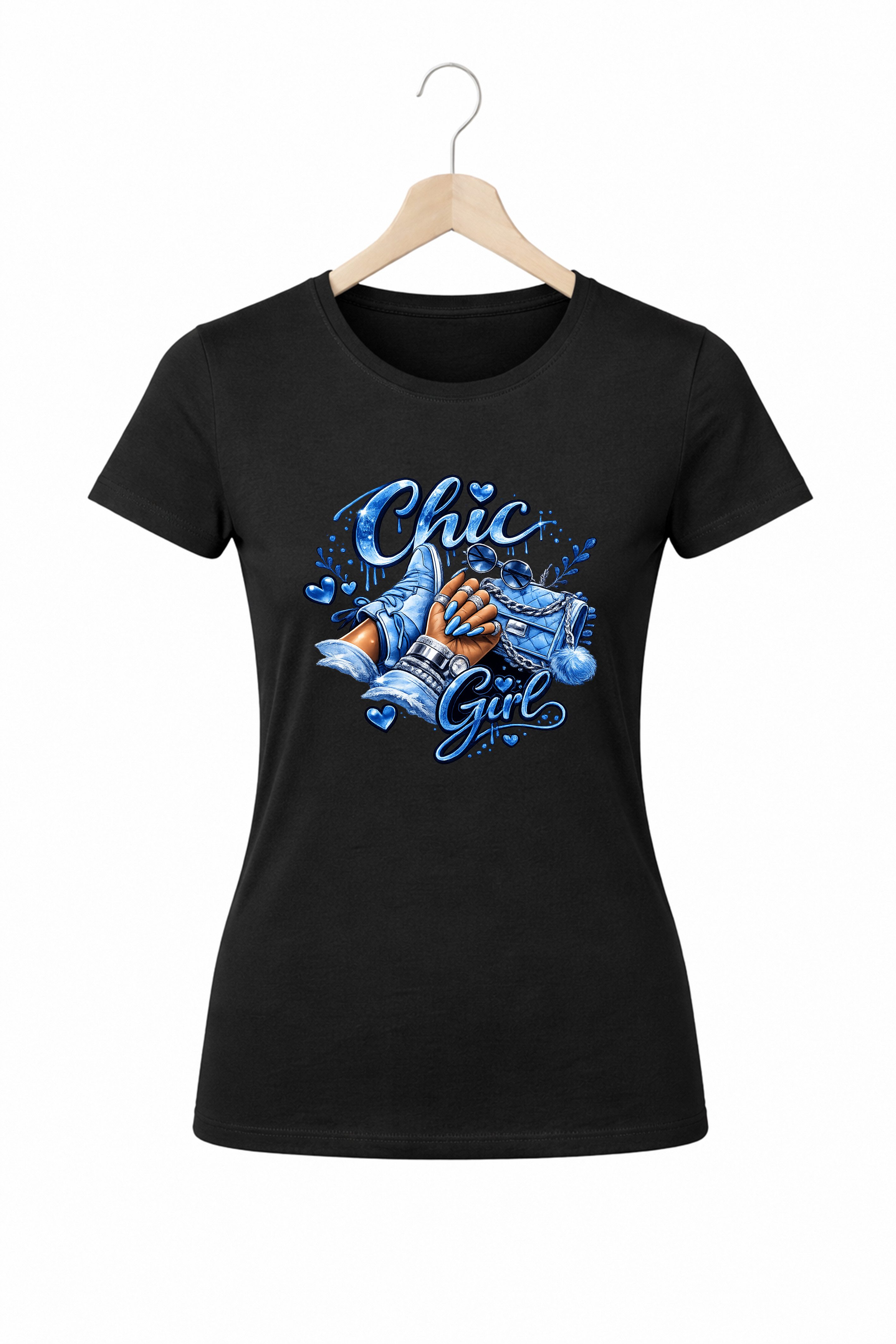 Banco T-Shirt Damen Chic Girl Print Baumwolle Rundhals Casual Style Damen Oberteil Chic Girl Print Baumwolle Rundhals Casual Stylelook