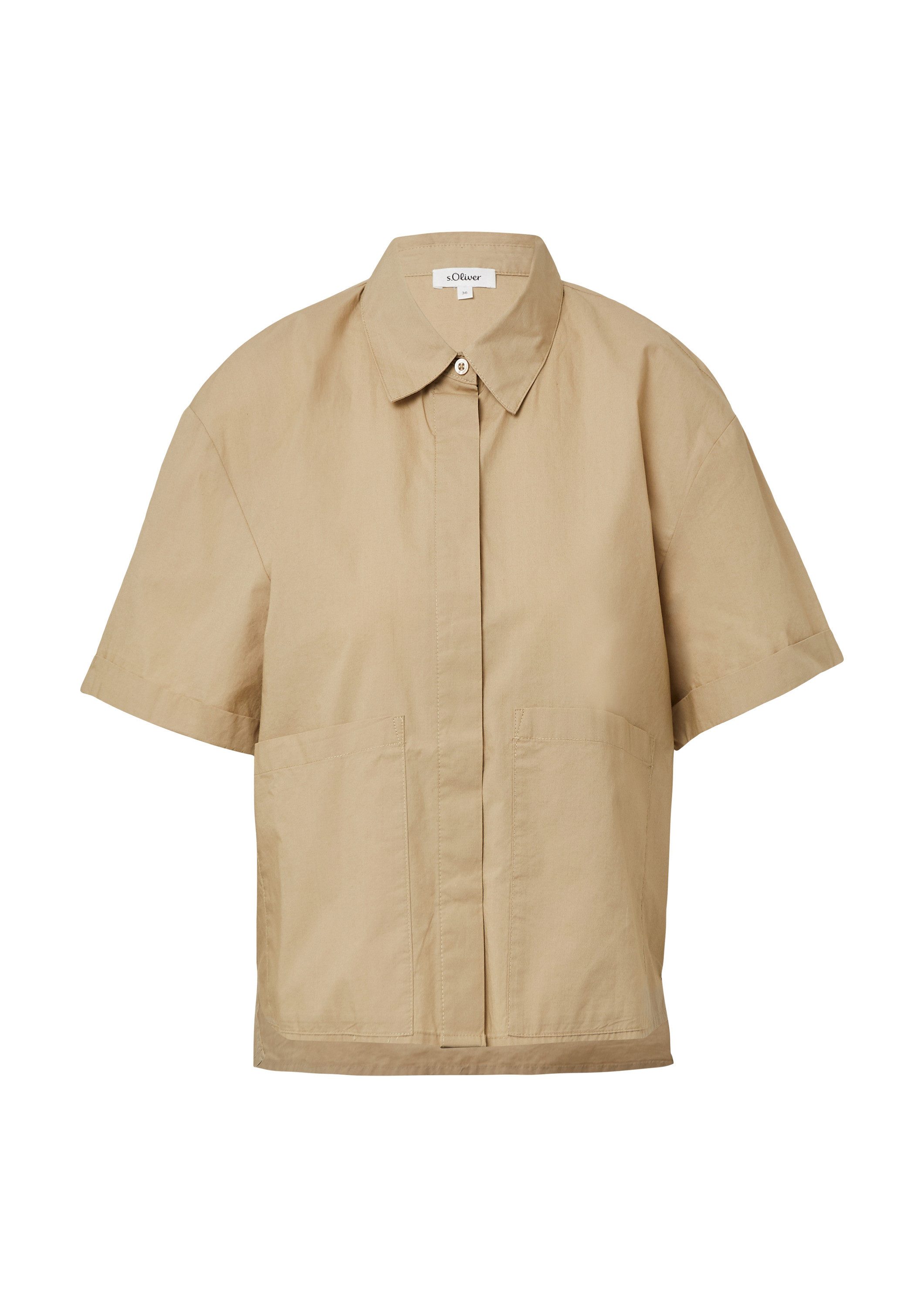 s.Oliver Kurzarmbluse Bluse Verkürzte Hemdbluse im Relaxed Fit mit aufgeset günstig online kaufen