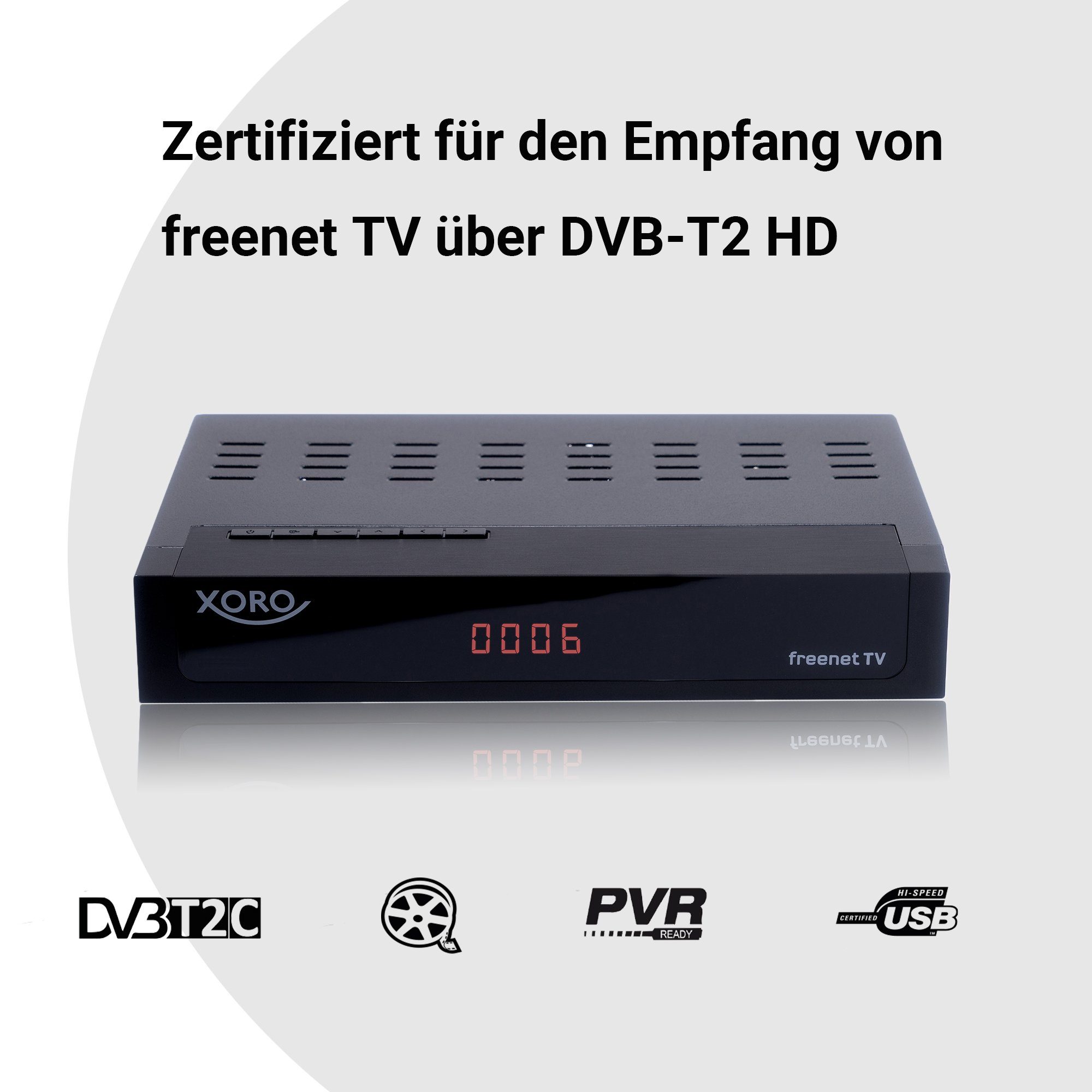 Xoro HRT 8770 TWIN DVB-T2/C mit TWIN Tuner Kabel-Receiver (DVB‑T2/C, HEVC, TWIN‑Tuner, freenet TV, PVR, Timeshift, schwarz)