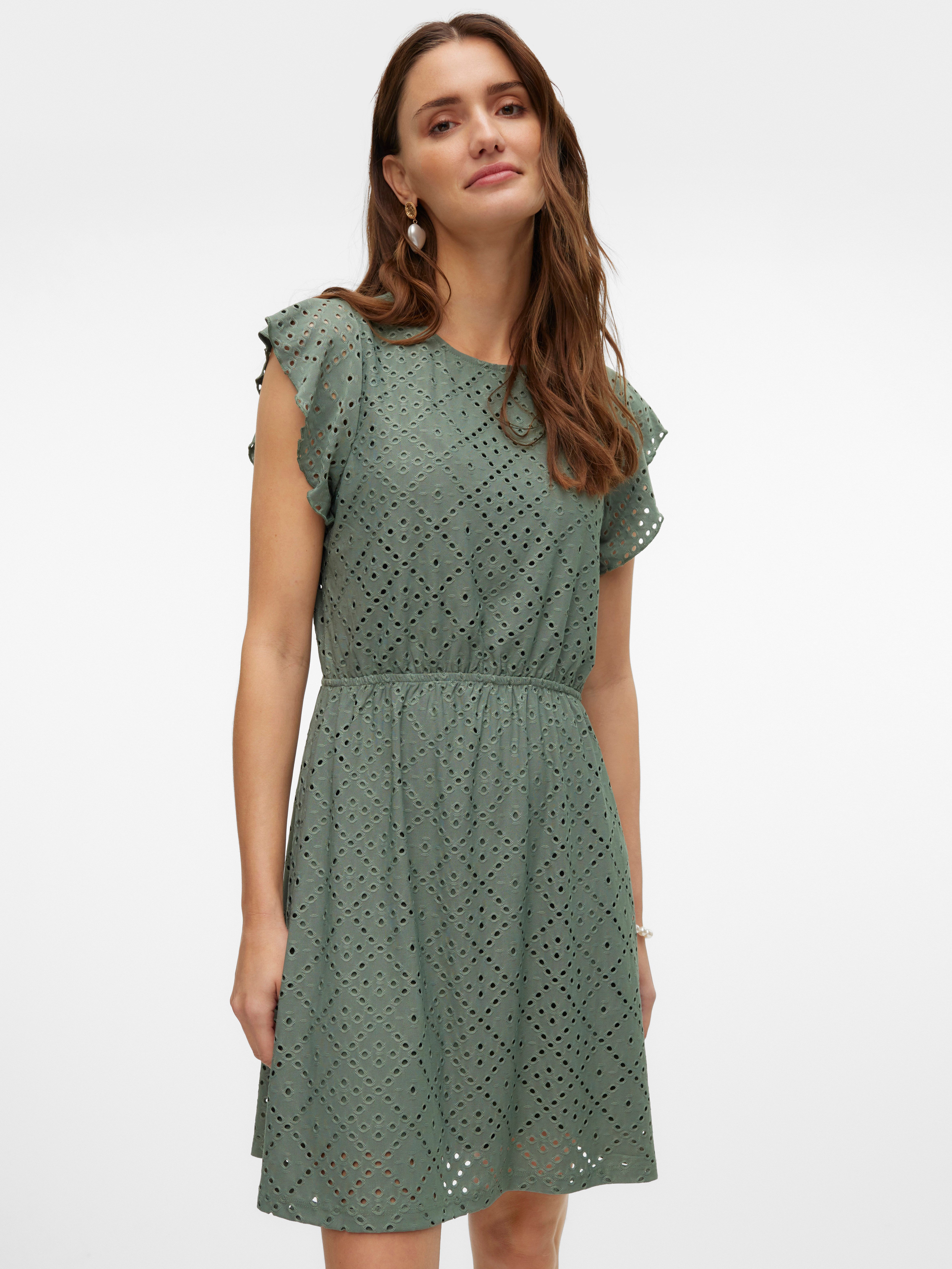 Vero Moda Minikleid VMTASSA SL FRILL SHORT DRESS JRS NOOS Materialmix, regular fit