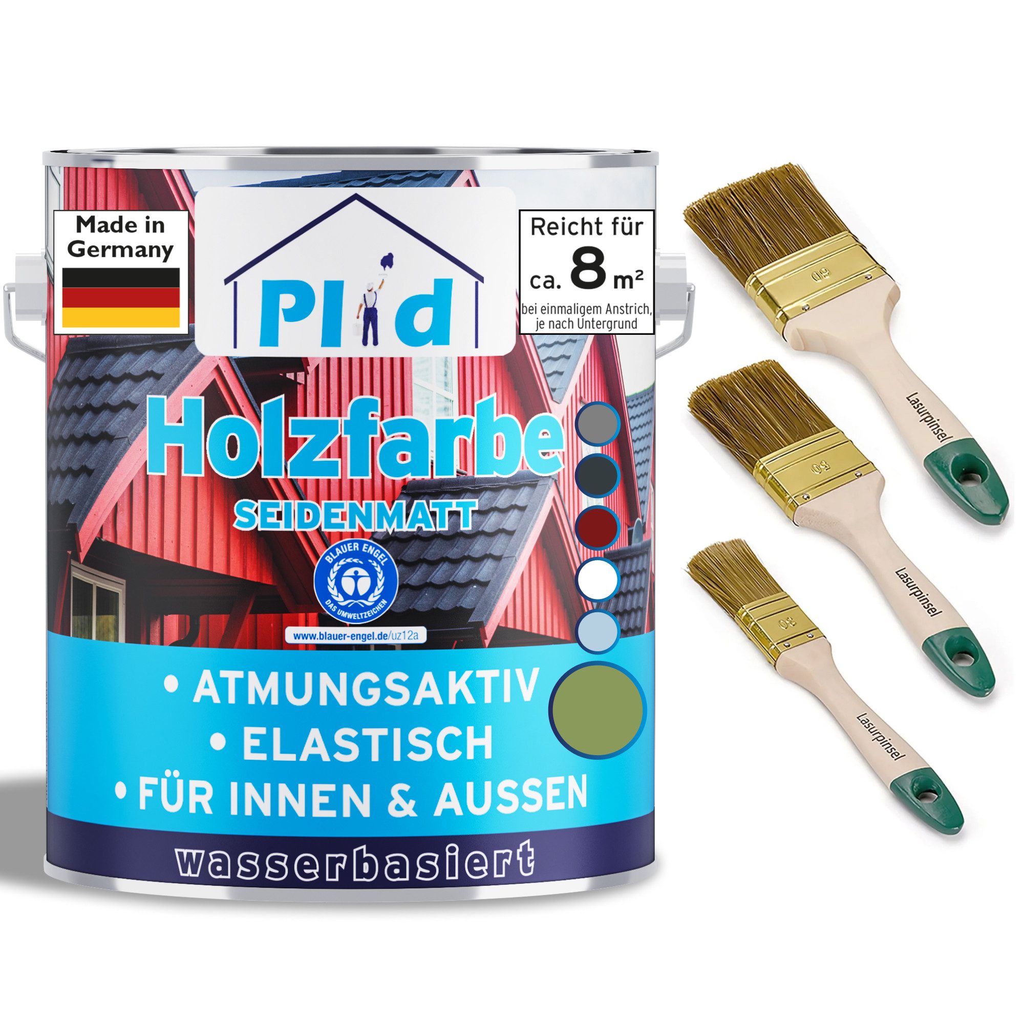 plid Holzlack Premium Holzfarbe Holzlack Farbe für Holz Pinsel, Schnelltrocknend, verarbeitungsfertig