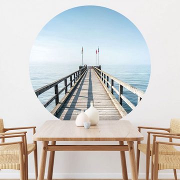 WallSpirit Wandsticker Wandaufkleber rund "Steg Nordsee", Selbstklebend, rückstandslos abziehbar