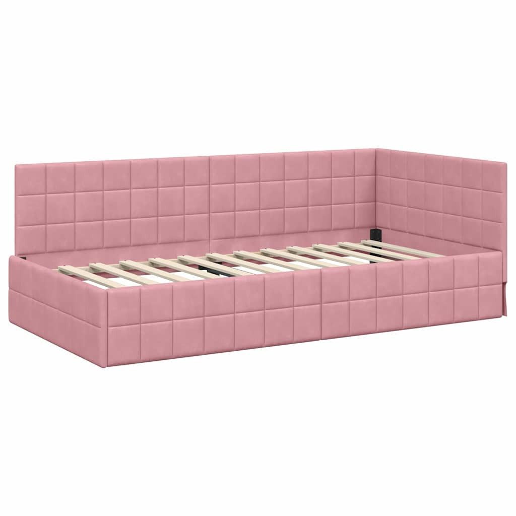 vidaXL Bett Eckbettgestell mit Kopfteil Rosa günstig online kaufen