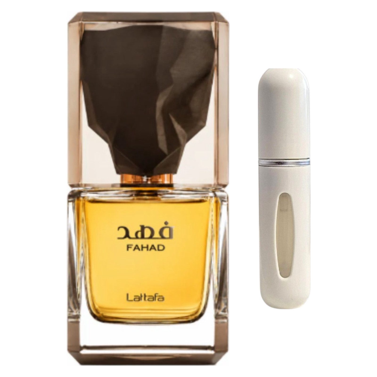 Lattafa Duft-Set Fahad EDP – Aromatisch Würzig + Parfümzerstäuber (leer)