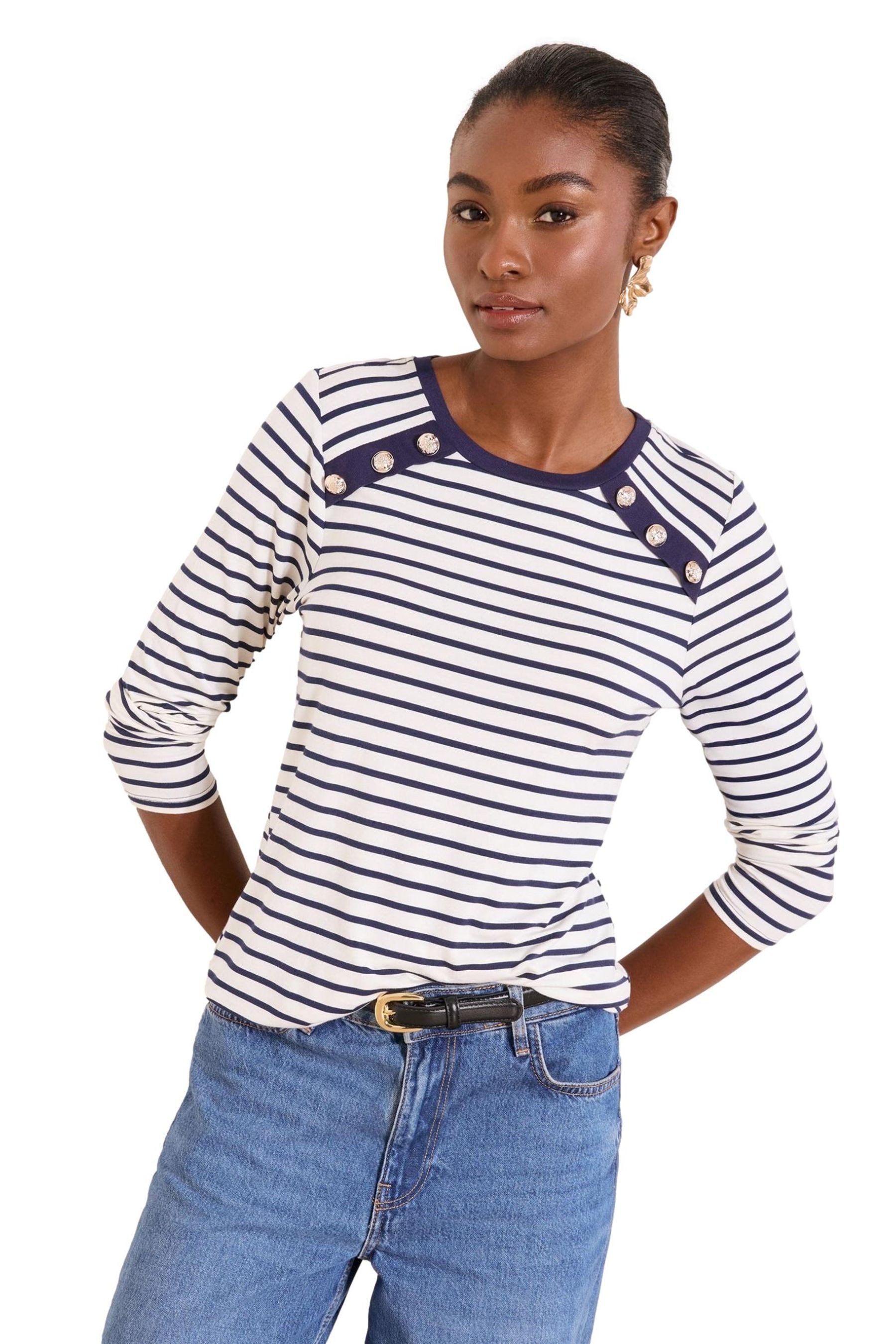 LIPSY Langarmbluse Lipsy Langarmoberteil mit Military-Knopf, Regular (1-tlg günstig online kaufen