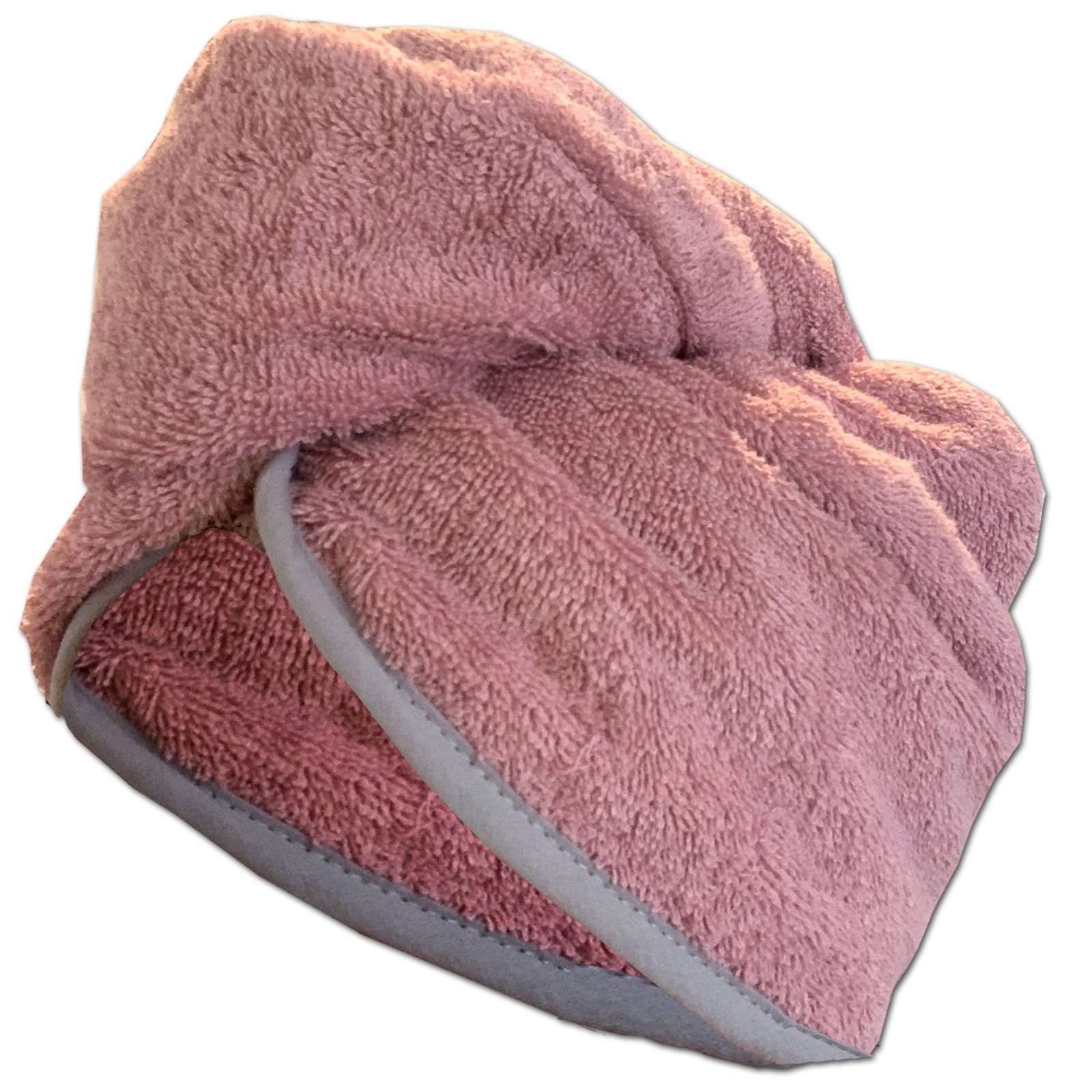 HOMELEVEL Turban-Handtuch Frottee Turban Haarturban mit Gummi für Kinder aus 100% Baumwolle, (1-St) Altrosa