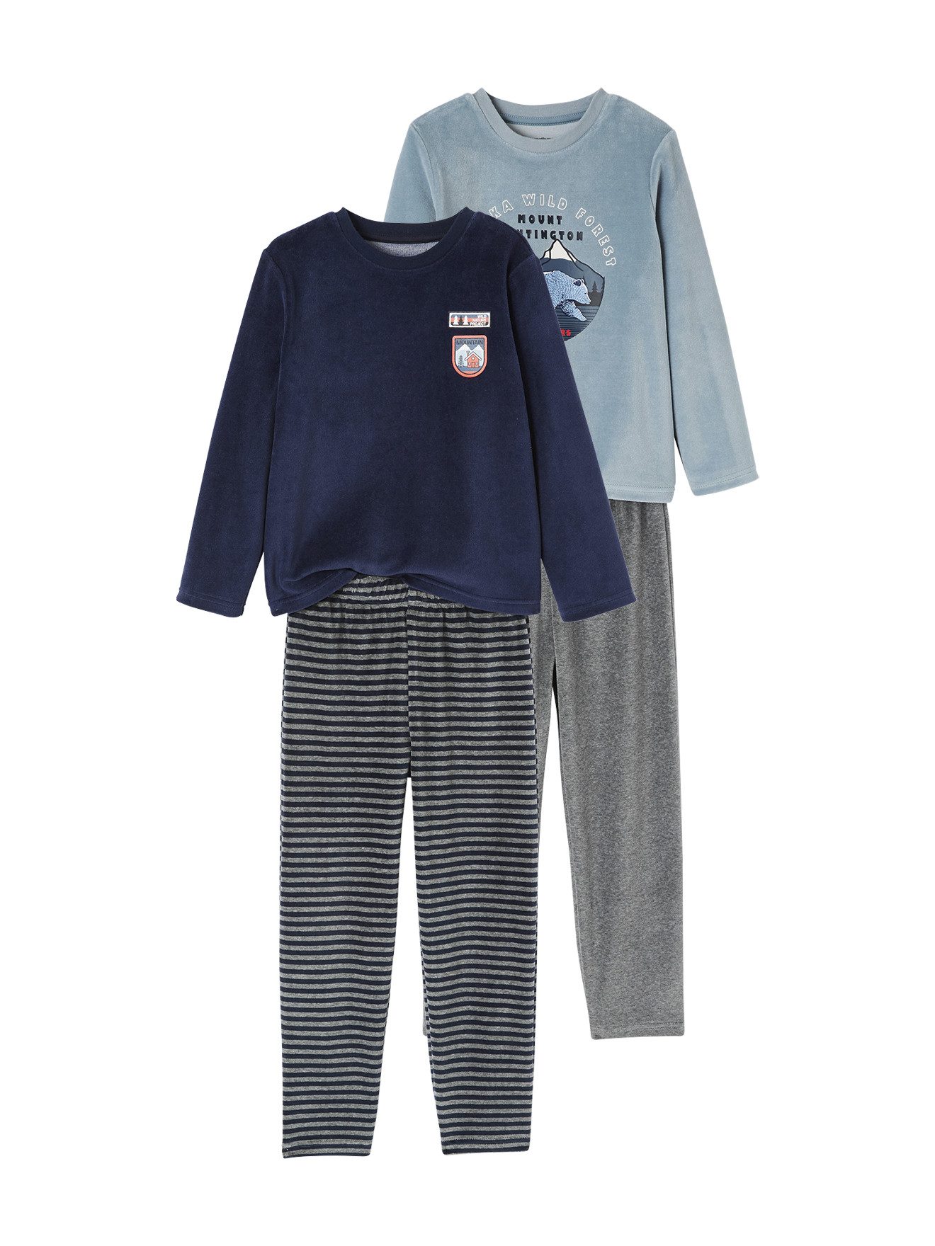 Schlafanzug 2er-Pack Jungen Samt-Schlafanzüge, Natur BASIC