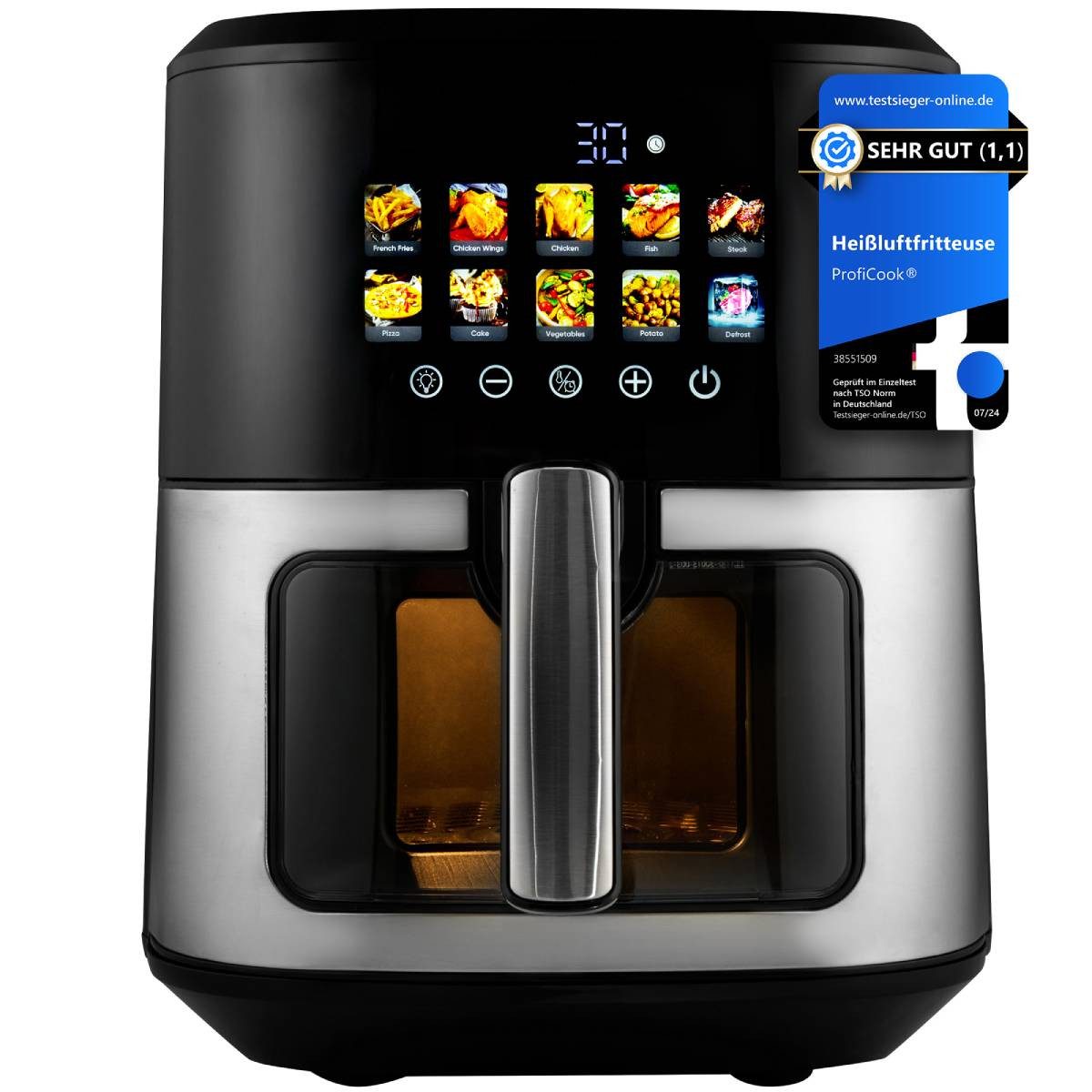 ProfiCook Heißluftfritteuse PC-FR 1286 H, Heißluftfritteuse 6,5L, ohne Öl oder Fett