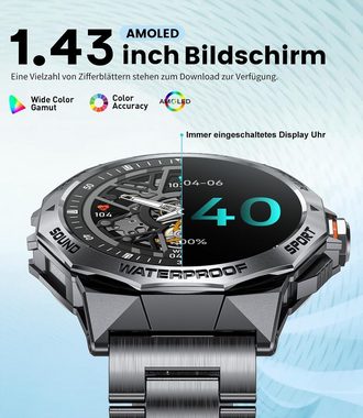 Lige 400 mAh Männer's Smartwatch (1,43 Zoll, Android / iOS), Mit Bluetooth-Anrufsprachchat Always-on-Display