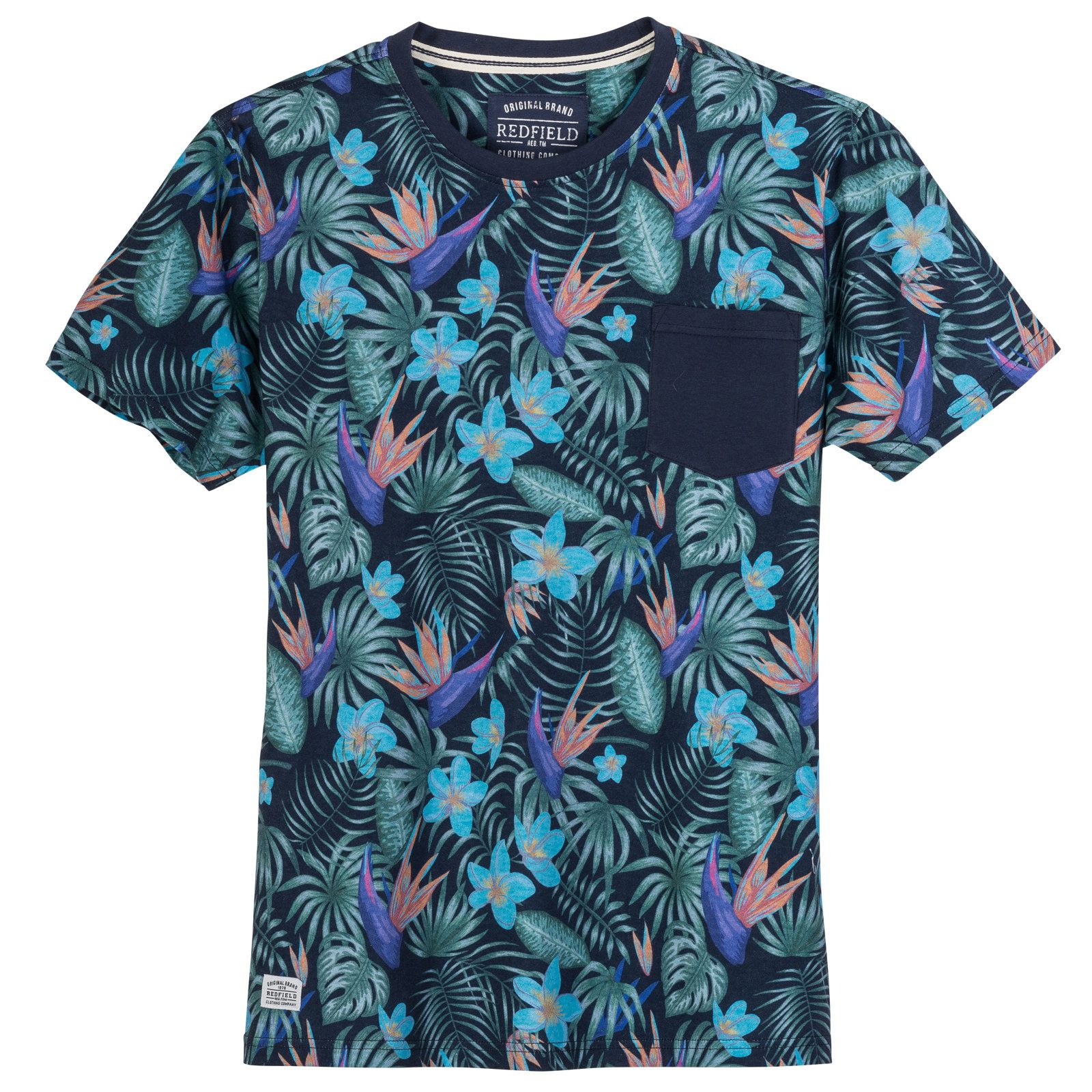 Print-Shirt Redfield Übergrößen T-Shirt floral blau-türkis-grün