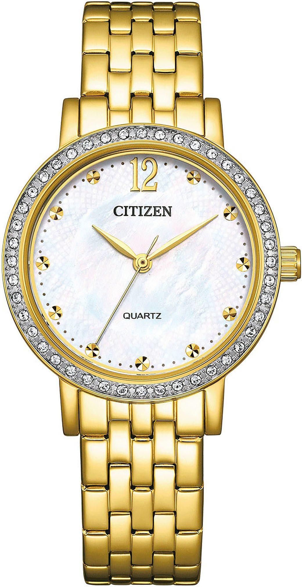 Citizen Quarzuhr EL3102-50D, Armbanduhr, Damenuhr, Edelstahlarmband, analog