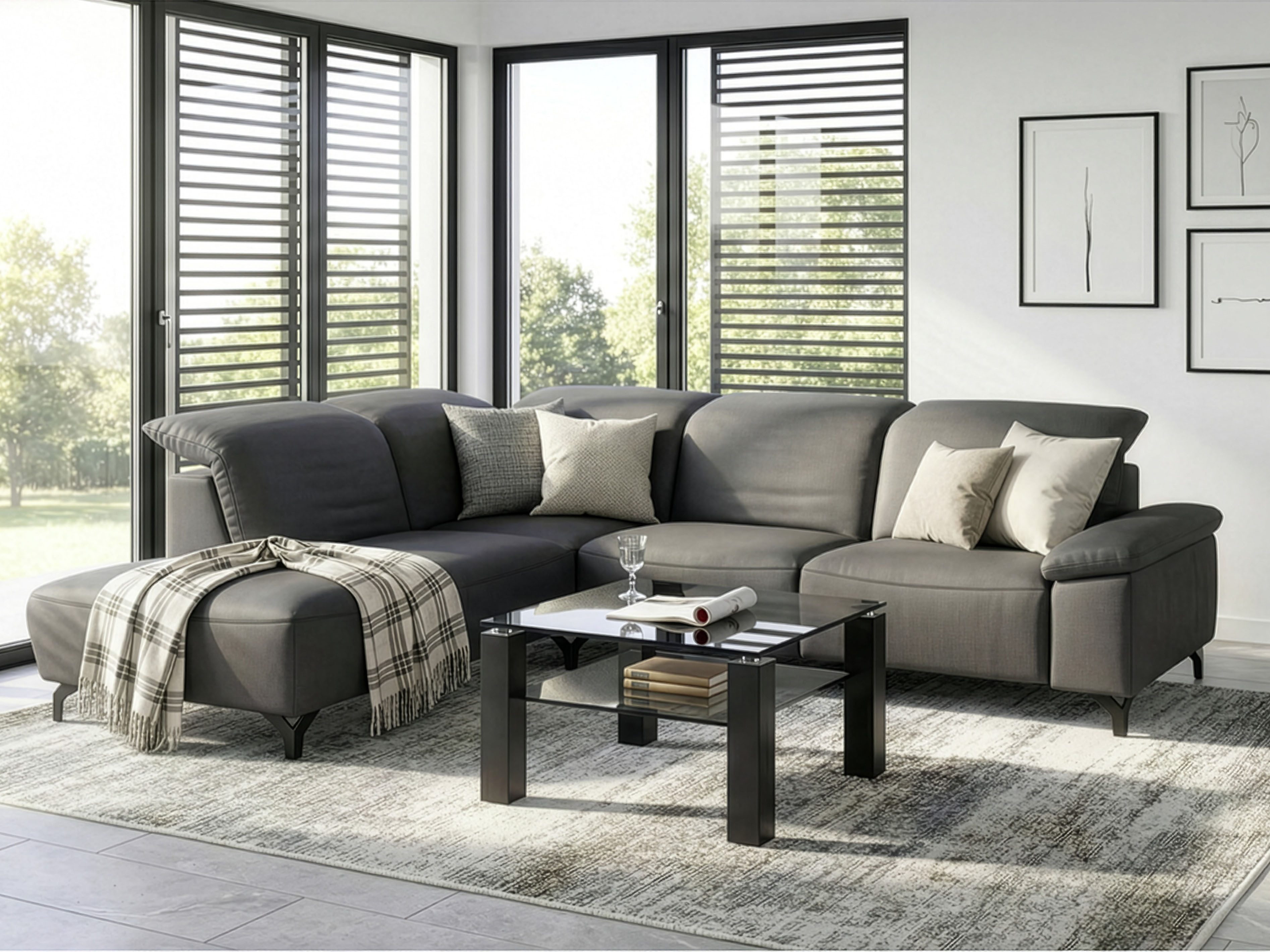 Musterring Ecksofa MR370, 3 Teile, Edles Leder in 3 Farben, Sitzkomfort nach Wahl, Maße 288 x 241 cm