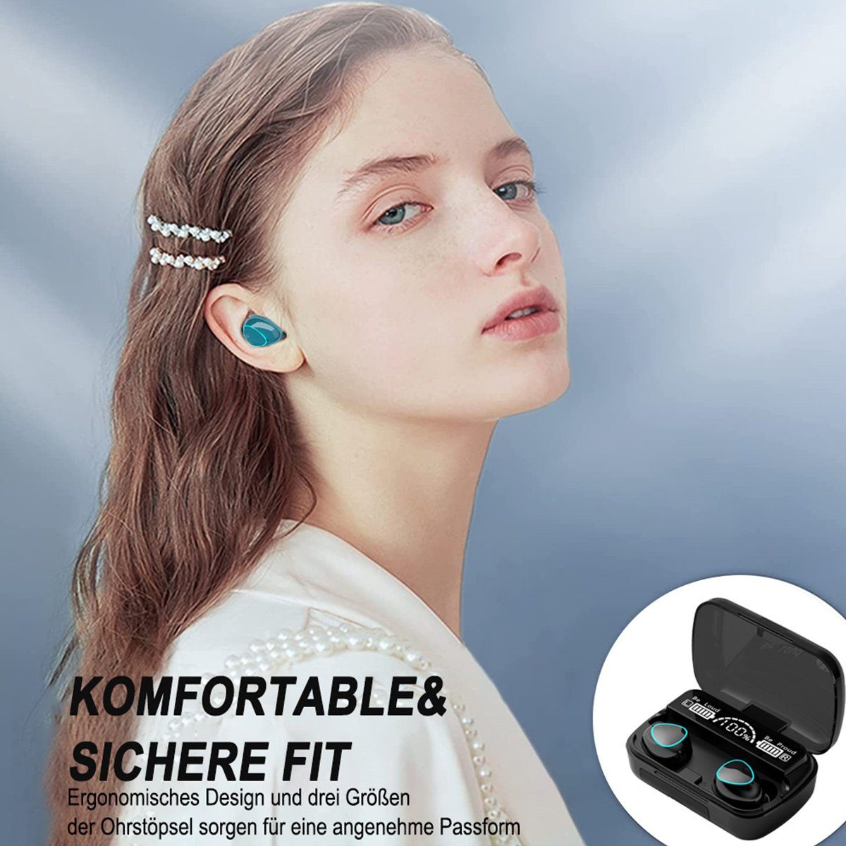 Bluetooth-Kopfhörer LED-Anzeige Sport Arbeit Jormftte für Kopfhörer,Kabellos Schwarz Bluetooth mit