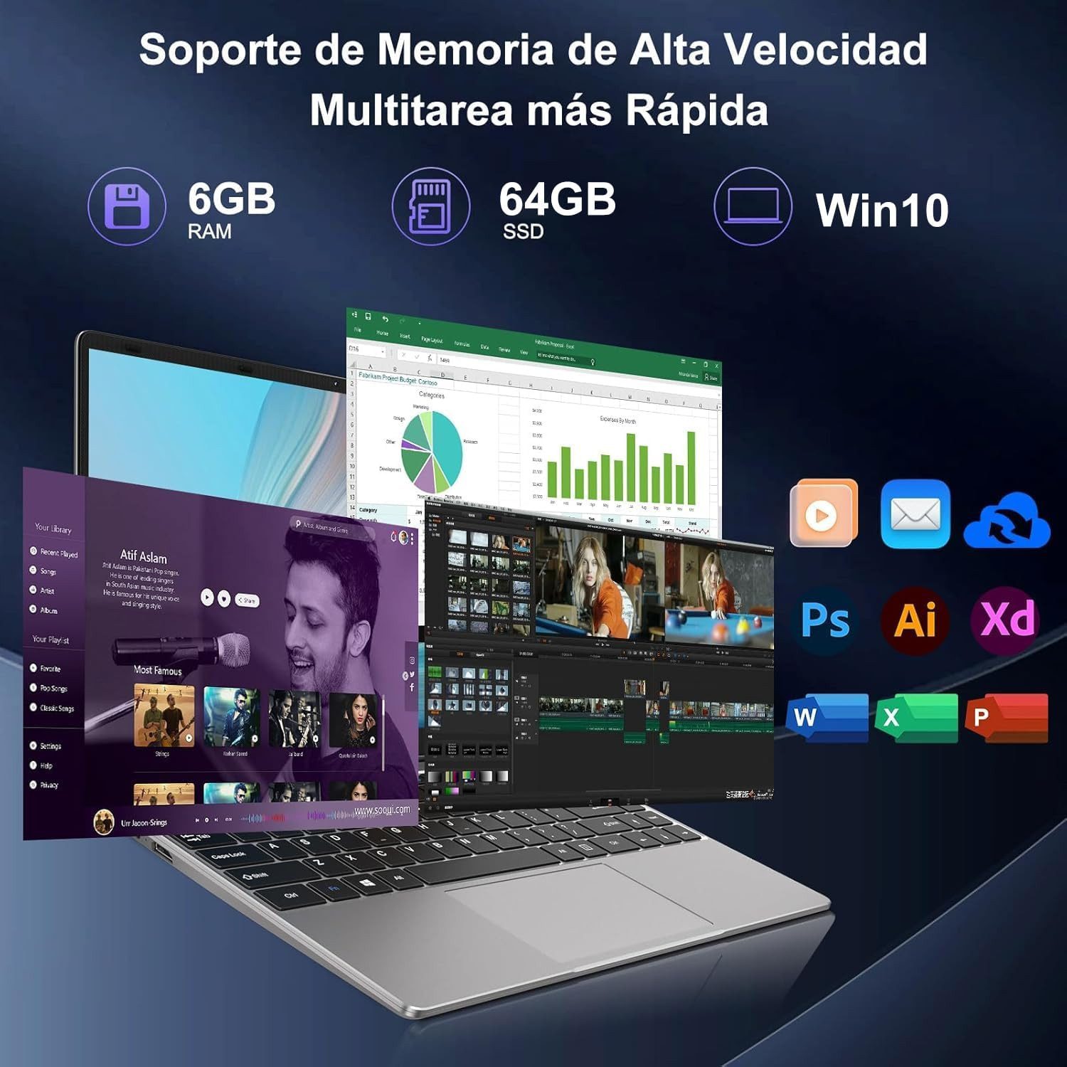 bvate B5 Laptop, 14 Zoll, N4020, 6GB RAM, 256GB/64GB SSD Notebook Notebook (35 cm/14 Zoll, Celeron N4020 N4020, Celeron N4020, 6 GB, 64 GB SSD, 180° Drehung/Low Blue Light-Zertifizierung/Deutsche Tastaturaufkleber)