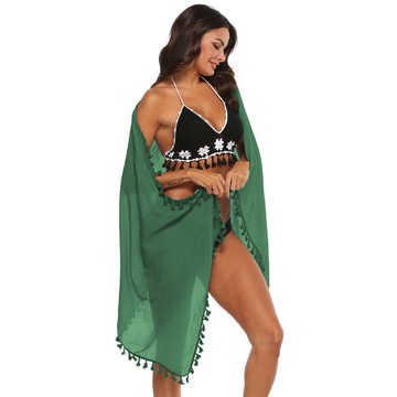 ZWY Strandkleid Einteiliges Strandtuch mit Fransen,rockabilly kleider damen grün (Seitliche Bindungen) Kurze Strandkleider und Strandröcke für Damen