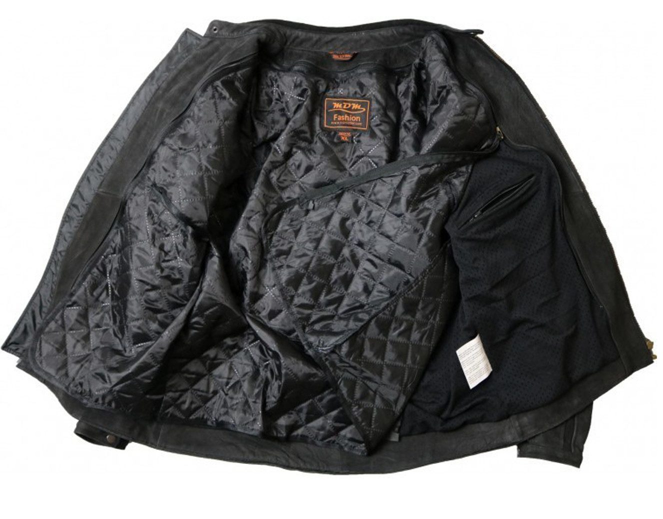 MDM Motorradjacke Büffel Nubuk Motorradjacke Leder Jacke in Matt Schwarz in Matt Schwarz, mit Protektoren