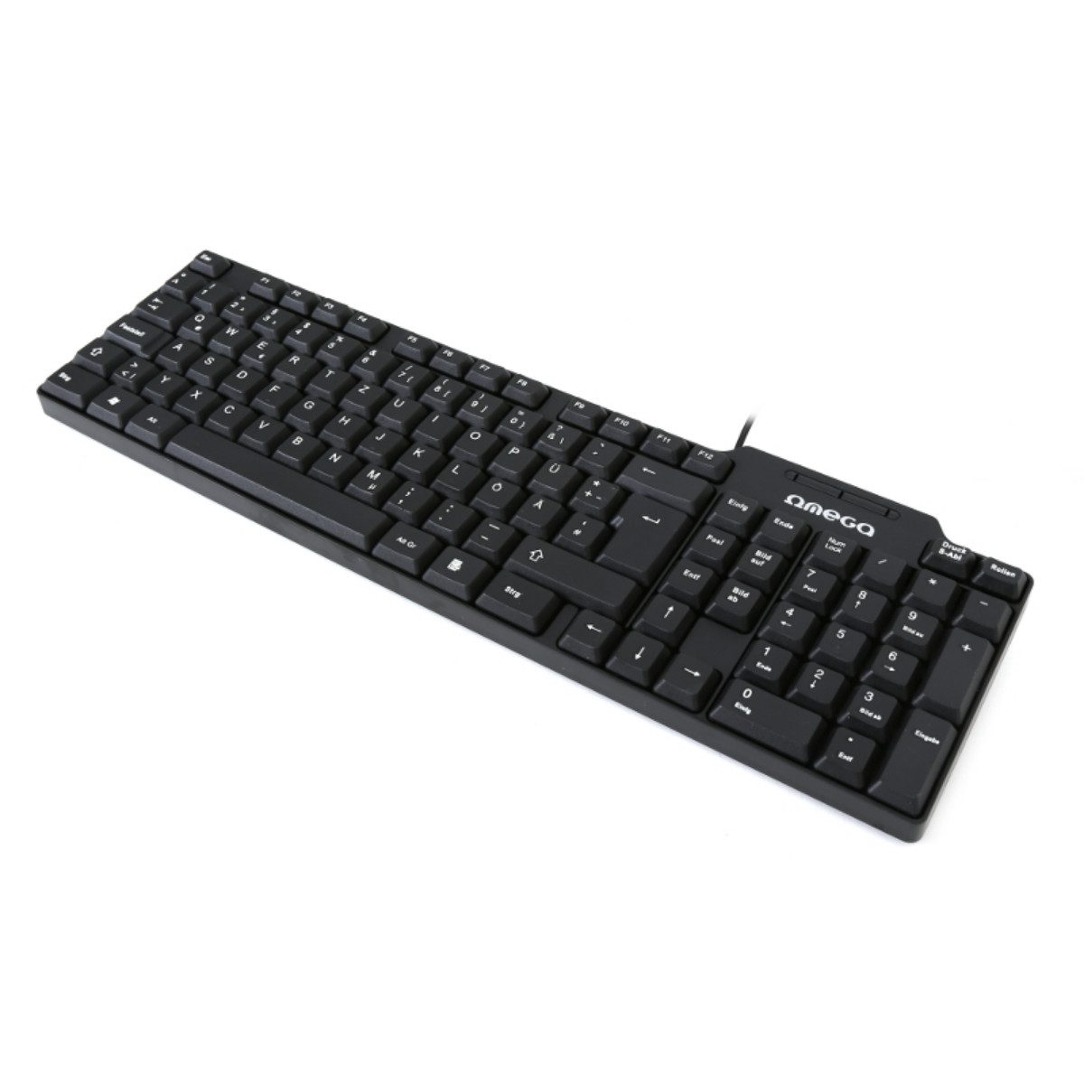 Platinet Omega OK-05 Tastatur QWERTZ DE USB Schwarz kompakte PC-Tastatur ergonomische Tastatur (Klassische kabelgebundene Tastatur mit leisem Tastenanschlag)