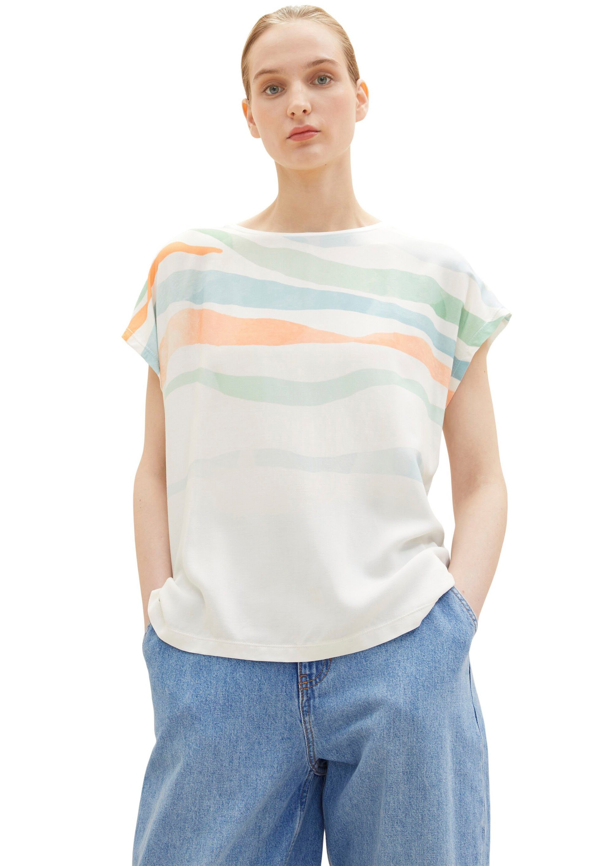 TOM TAILOR T-Shirt mit wellenförmigem Print