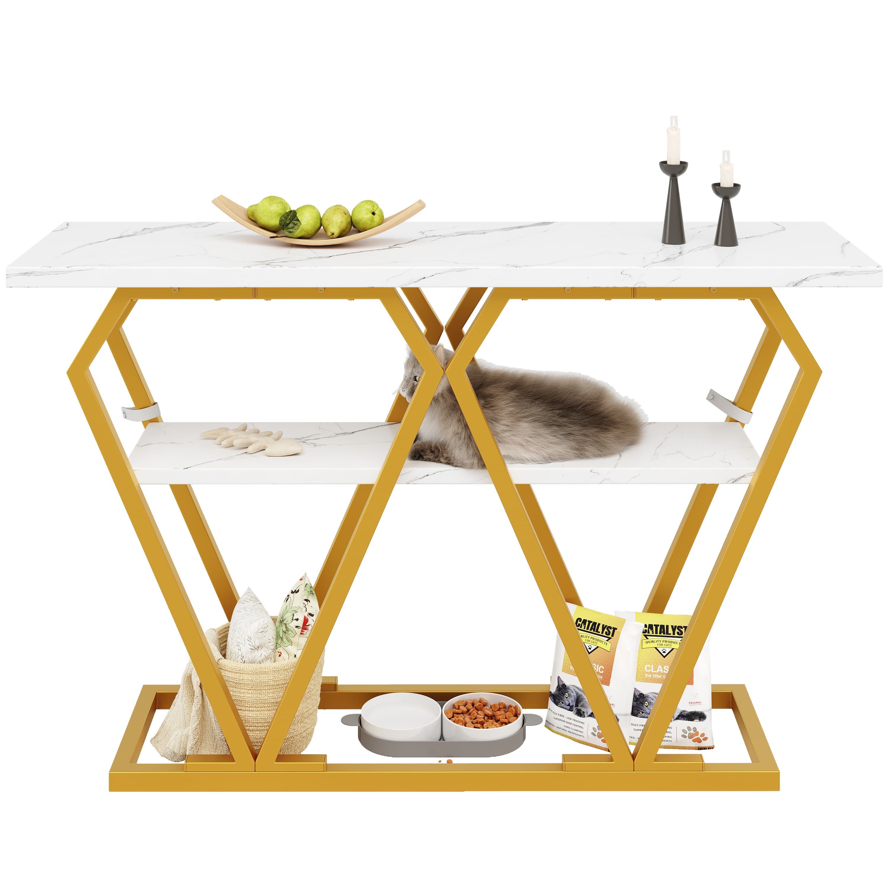 ANYSUN Konsolentisch Küchentisch Balkontisch (Spar-Set, 1Tisch), 120 x 29,5 x 80 cm Holztisch mit Marmoroptik-Platte