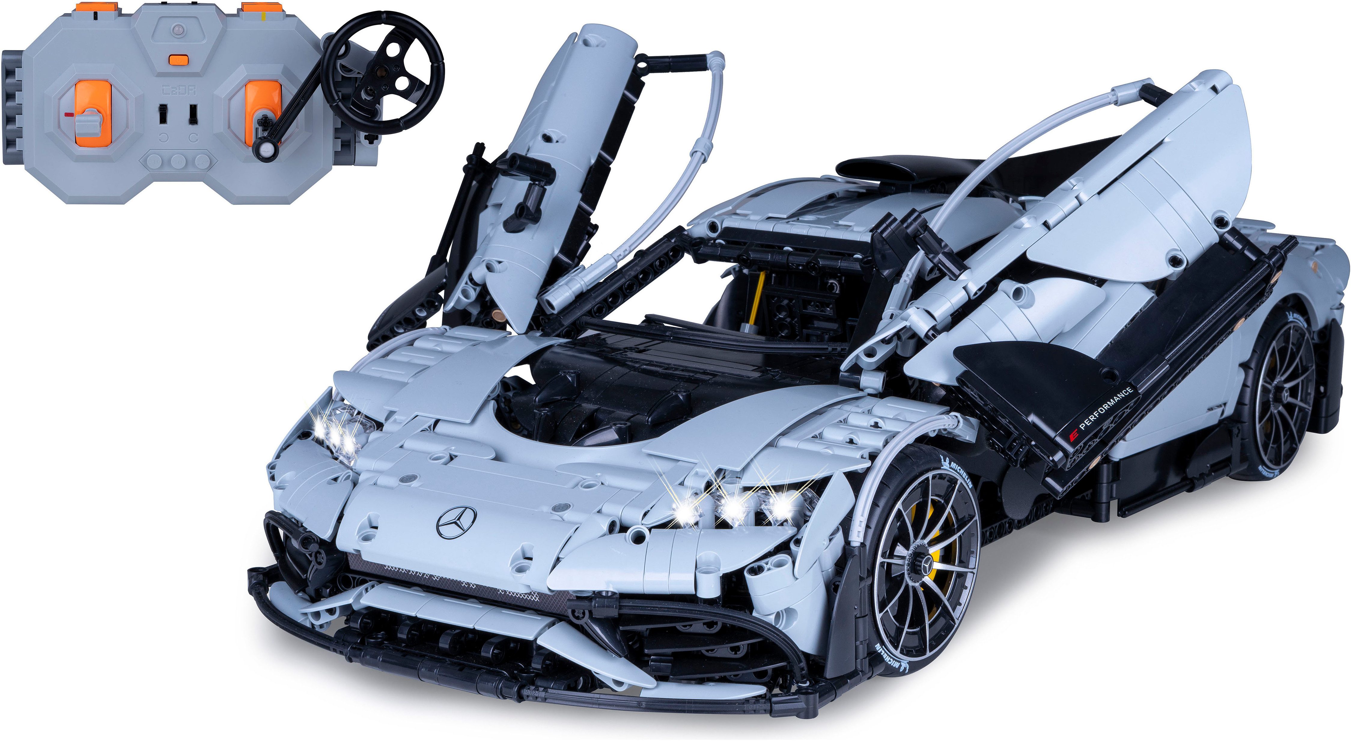 Jamara RC-Auto CaDA, Mercedes-AMG ONE 1:8 grau 2,4GHz Bricks (3295-tlg), mit LED Licht