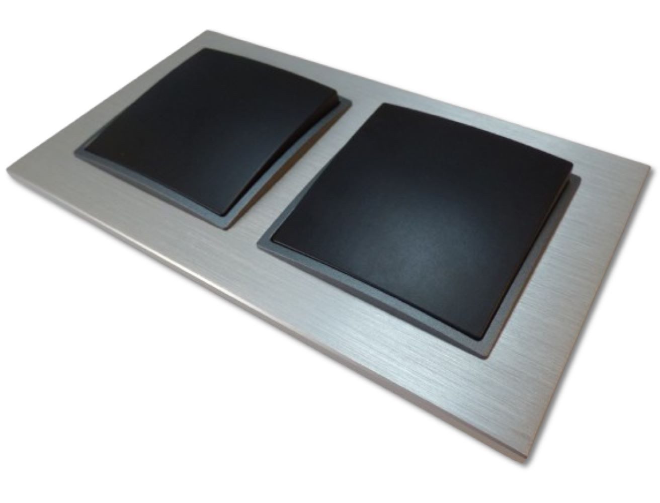 Lichtideen Schalter 2876 ABELKA ALU si/sw 2x Wechselschalter 230 Volt 10 Ampere 2er (Taster, Schalter, Anennendose, Steckdose mit USB lieferbar)