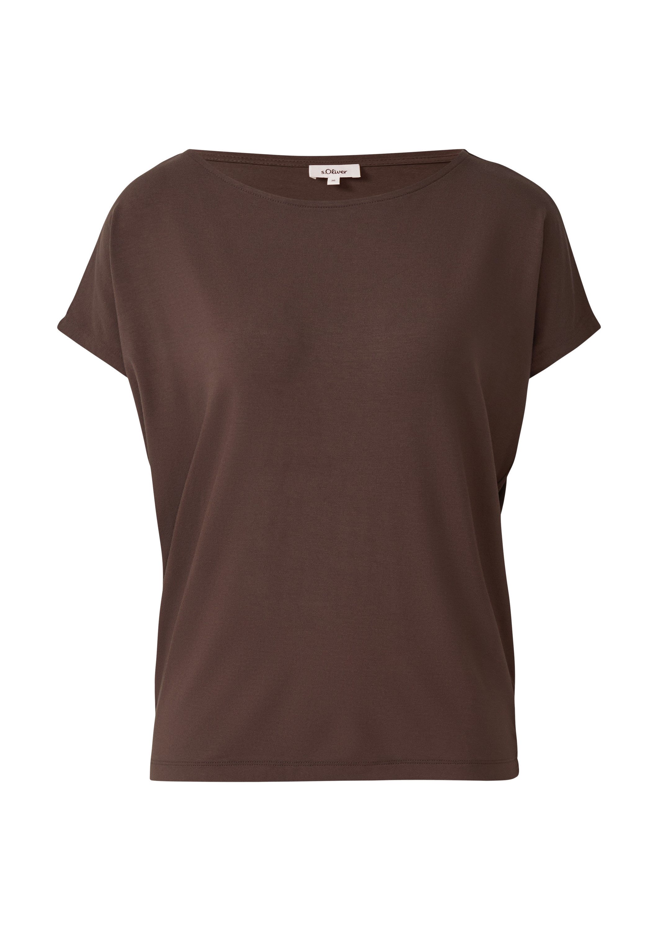 s.Oliver Kurzarmshirt T-Shirt Fließendes Jersey-Shirt mit überschnittenen S günstig online kaufen