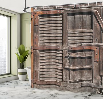 Abakuhaus Duschvorhang Moderner Digitaldruck mit 12 Haken auf Stoff Wasser Resistent Breite 175 cm, Höhe 180 cm, Rustikal Italienische Tür aus Holz