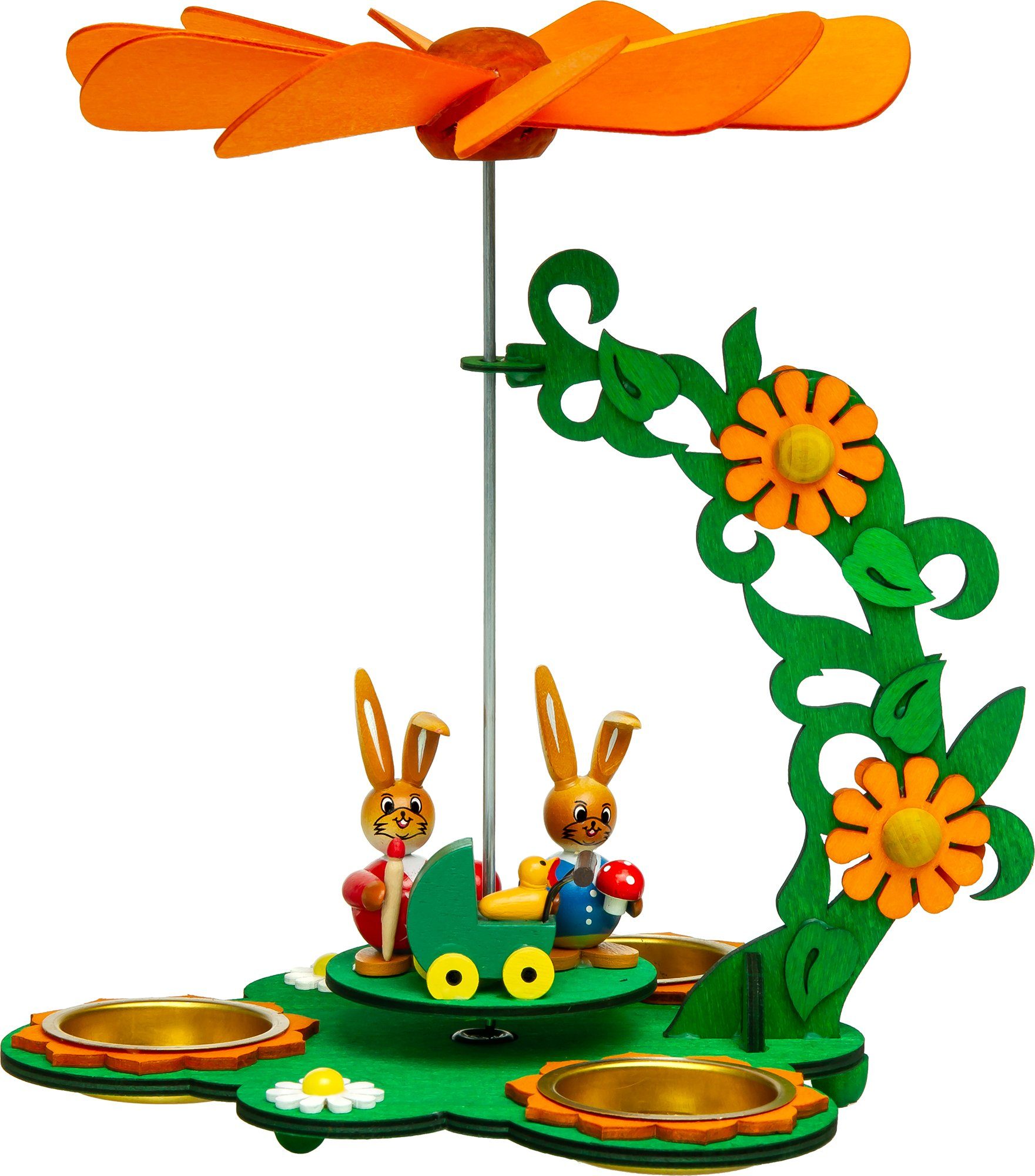 SIKORA Osterfigur Osterpyramide Holz Teelicht Osterdeko Pyramide Osterhasen Figur - OD05, Stimmungsvolle Dekoration für Ostern & Frühling - handbemalt