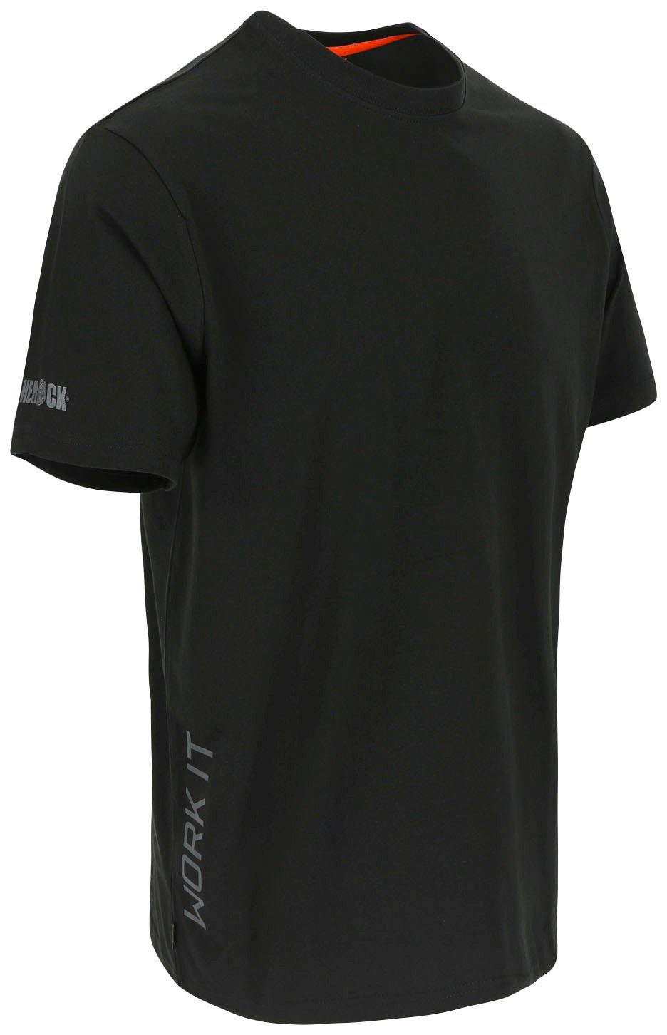 Herock T-Shirt Callius T-Shirt Rundhalsausschnitt, Rippstrickkragen kurze Ärmel kurze schwarz Ärmel, Herock®-Aufdruck